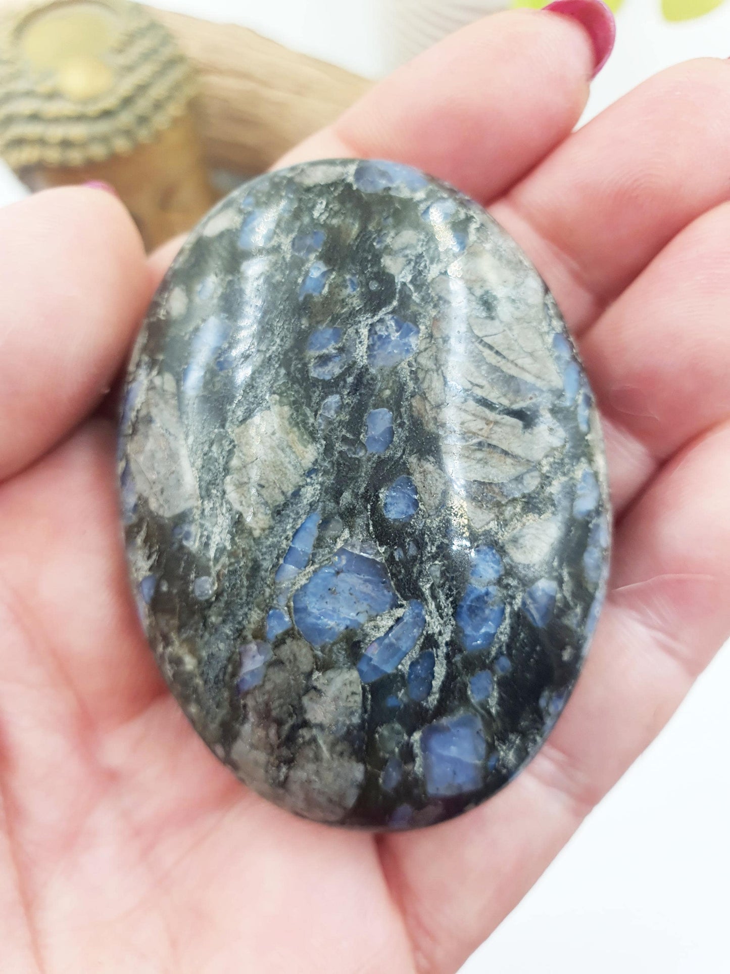 Que Sera (Llanite) Palm Stone - Uplifting & High Vibration Healing Crystal - 100g