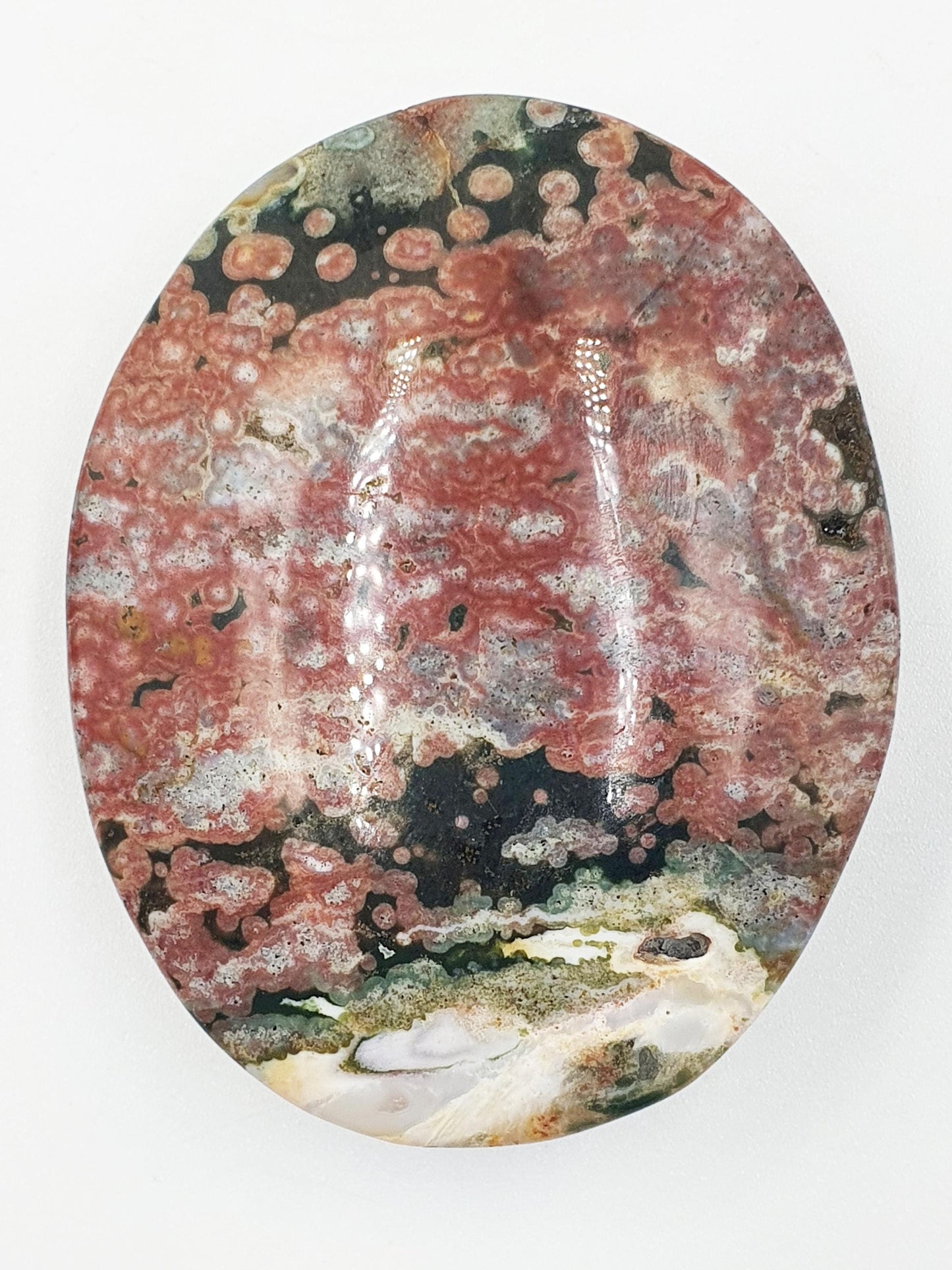 Orbicular Ocean Jasper Palm - Joy & Renewal Healing Crystal - 110g