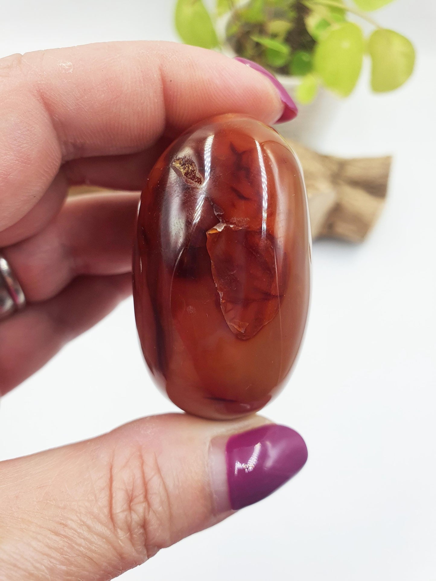 Carnelian Palm Stone - Vitality & Creativity Healing Crystal - 110g