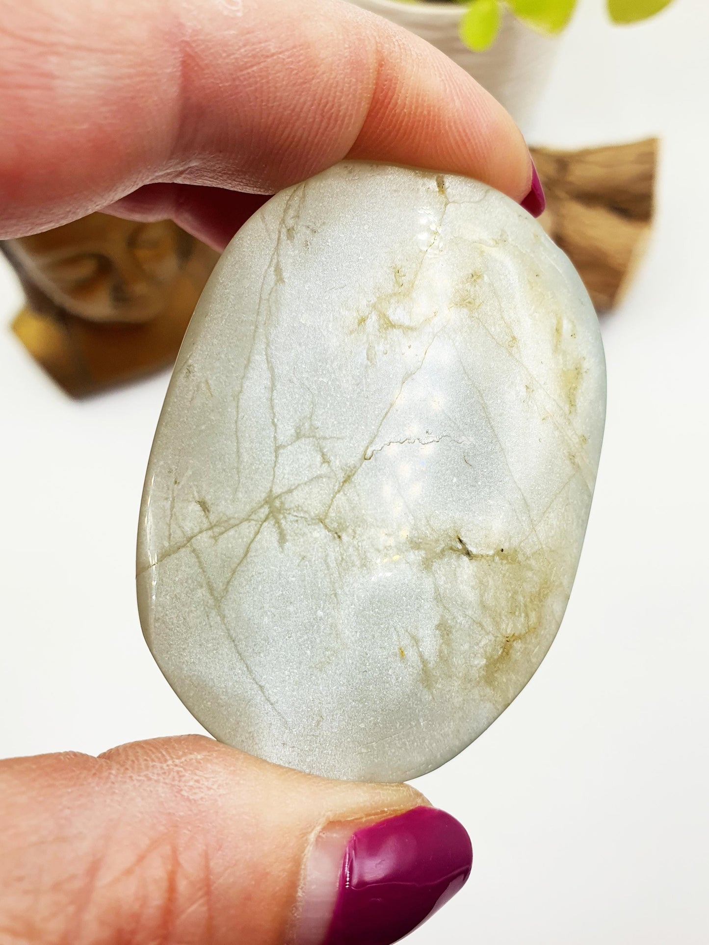 Green Moonstone Palm - Heart Chakra & Emotional Balance Healing Crystal - 60g