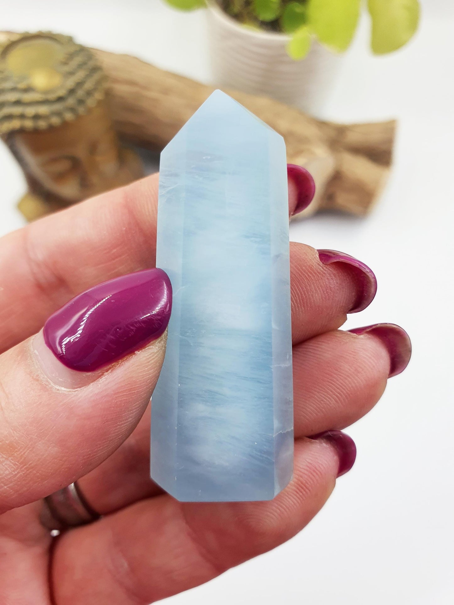 Little Aquamarine Tower - Calming & Communication Throat Chakra Healing Crystal Point - 25g