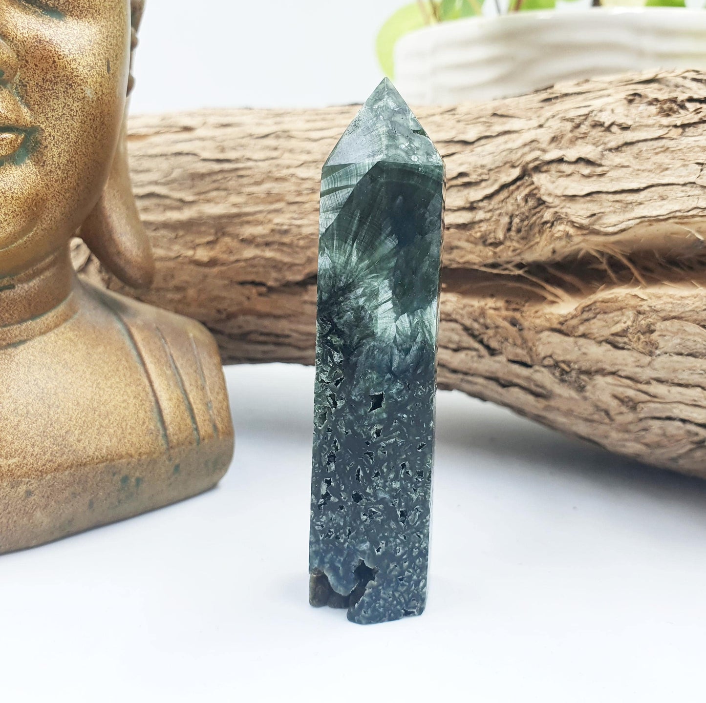 Flashy Seraphinite Tower - Angelic Connection & Heart Healing Crystal Point - 40g
