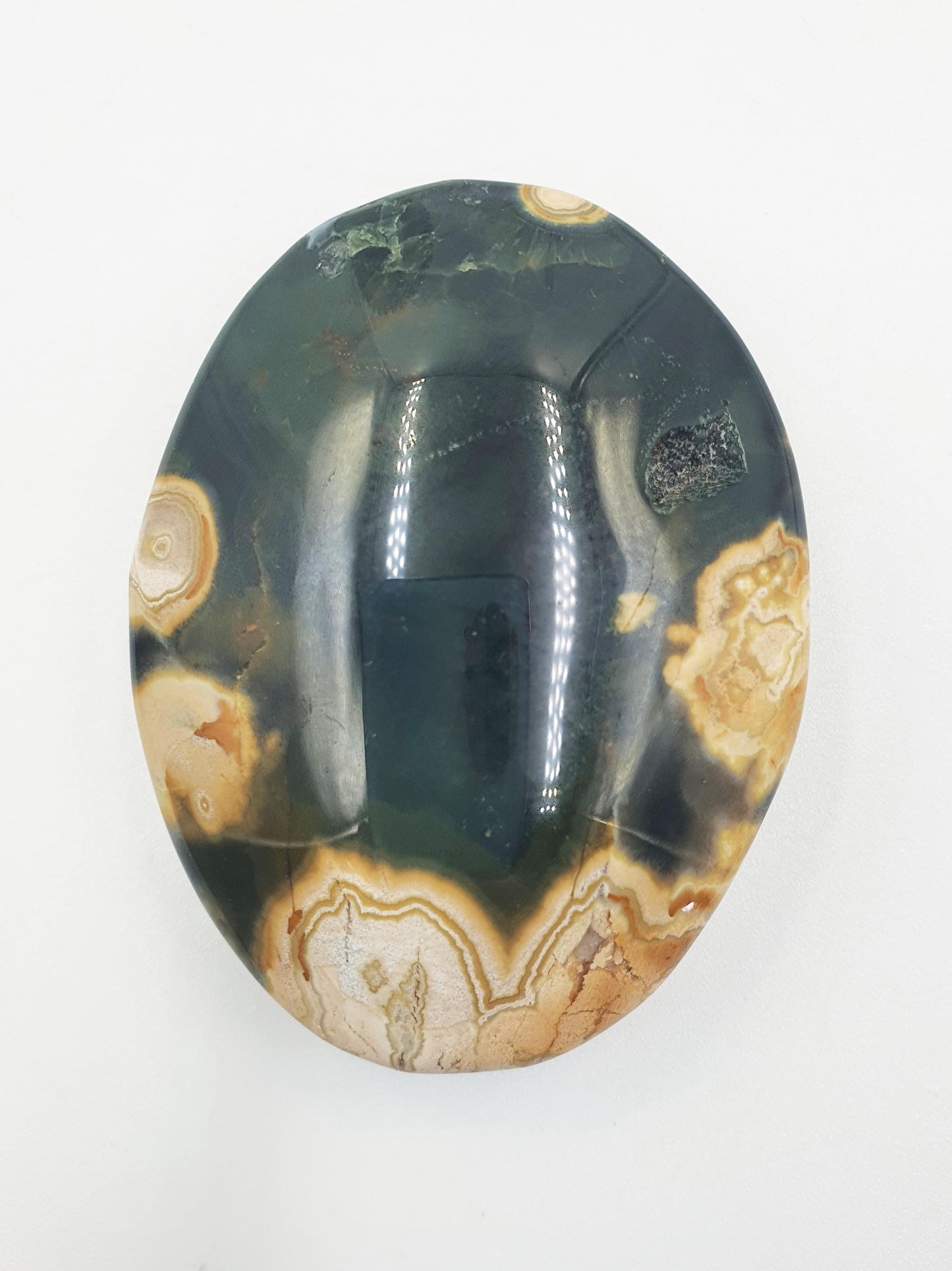 Unique Orbicular Ocean Jasper Palm - Joy & Renewal Healing Crystal - 85g