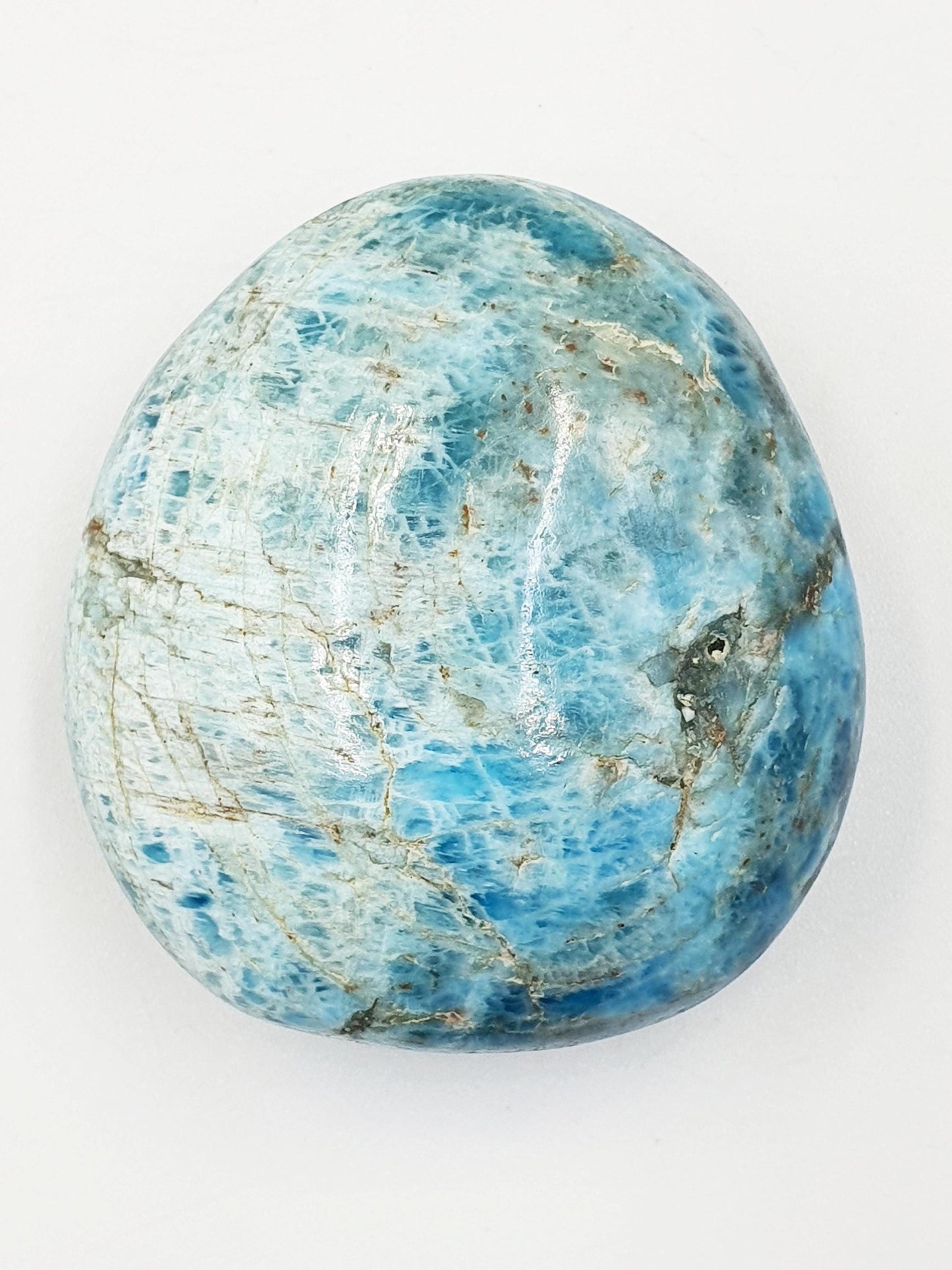 Blue Apatite Palm Stone - Motivation & Focus Healing Crystal - 90g