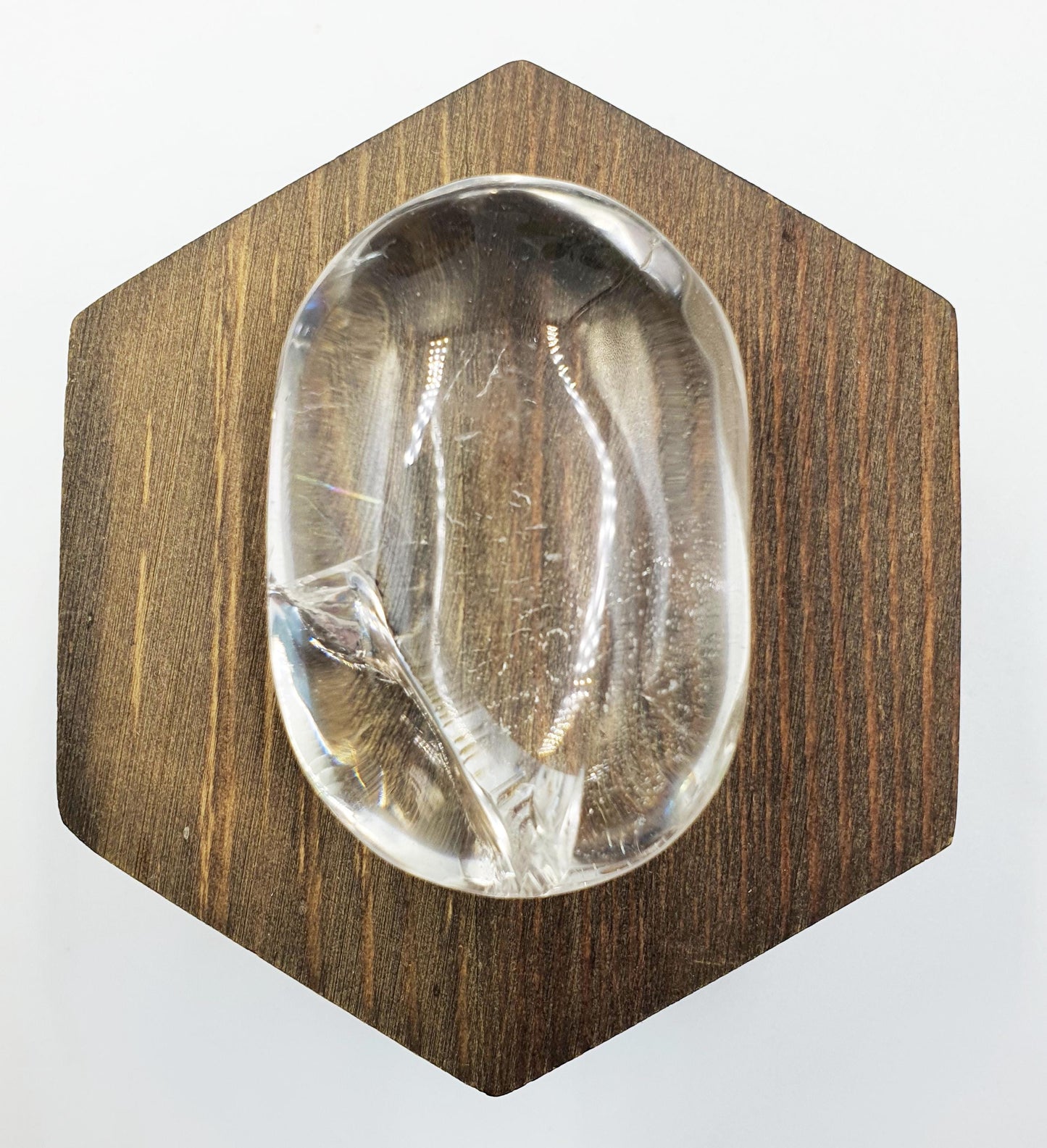 High Grade Clear Quartz Palm Stone with large Rainbows - Energy Amplifying Healing Crystal - 85g