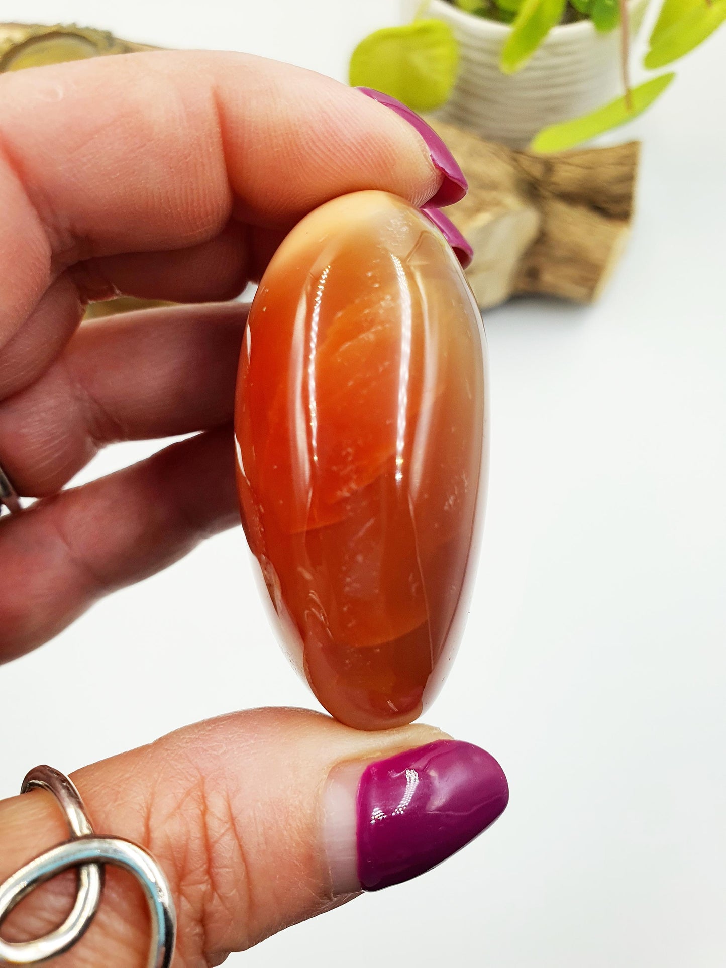 Carnelian Palm Stone - Vitality & Creative Healing Crystal - 80g