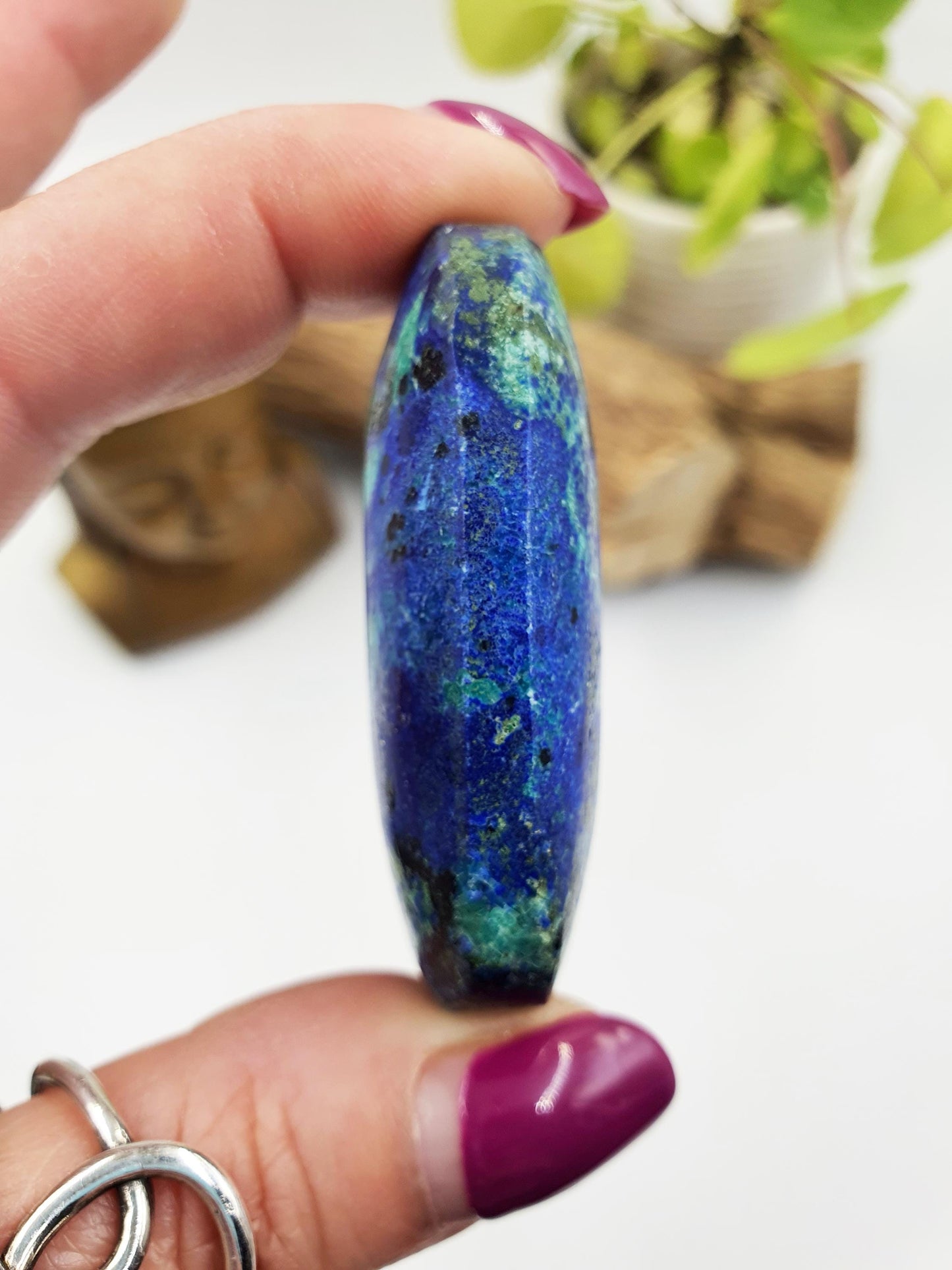 Rare Azurite Palm Stone - Intuition & Spiritual Insight Third Eye Chakra Crystal - 40g