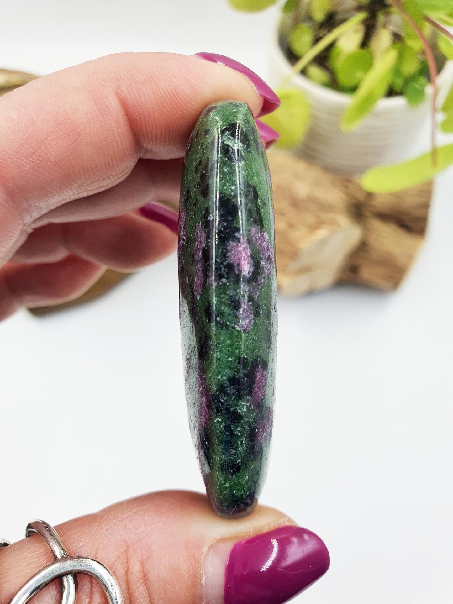 Ruby in Zoisite Palm Stone - Heart Chakra & Vitality Healing Crystal - 45g