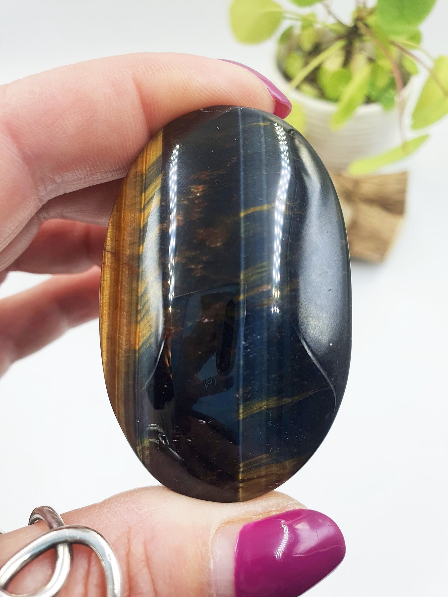 Blue Tiger's Eye Palm Stone - Protection & Intuition Healing Crystal, 80g