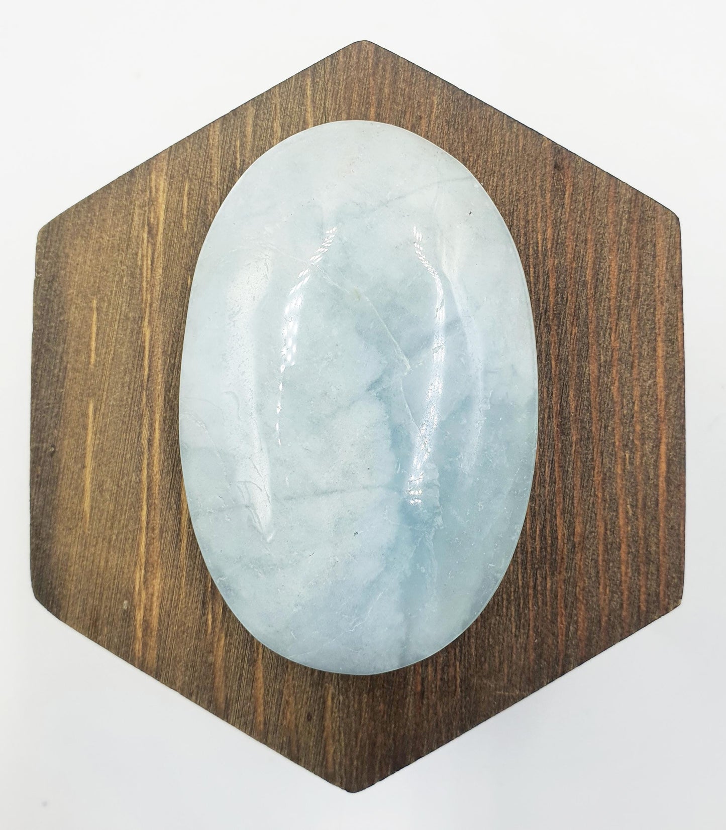 Flashy Aquamarine Palm Stone - Calming & Stress Relief Throat Chakra Crystal - 25g