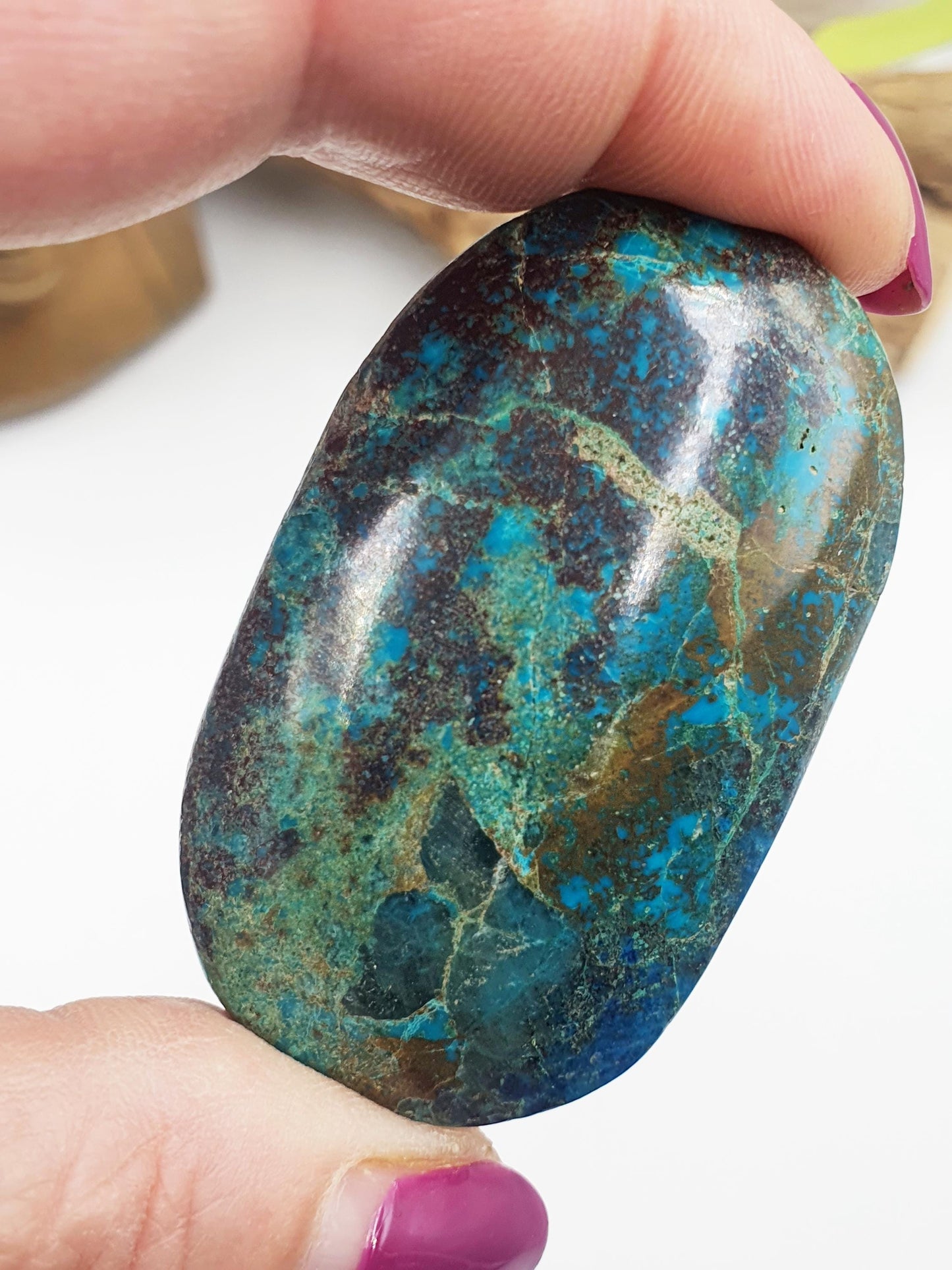 Phoenix Turquoise Palm Stone: Reiki and Meditation Crystal, 45g