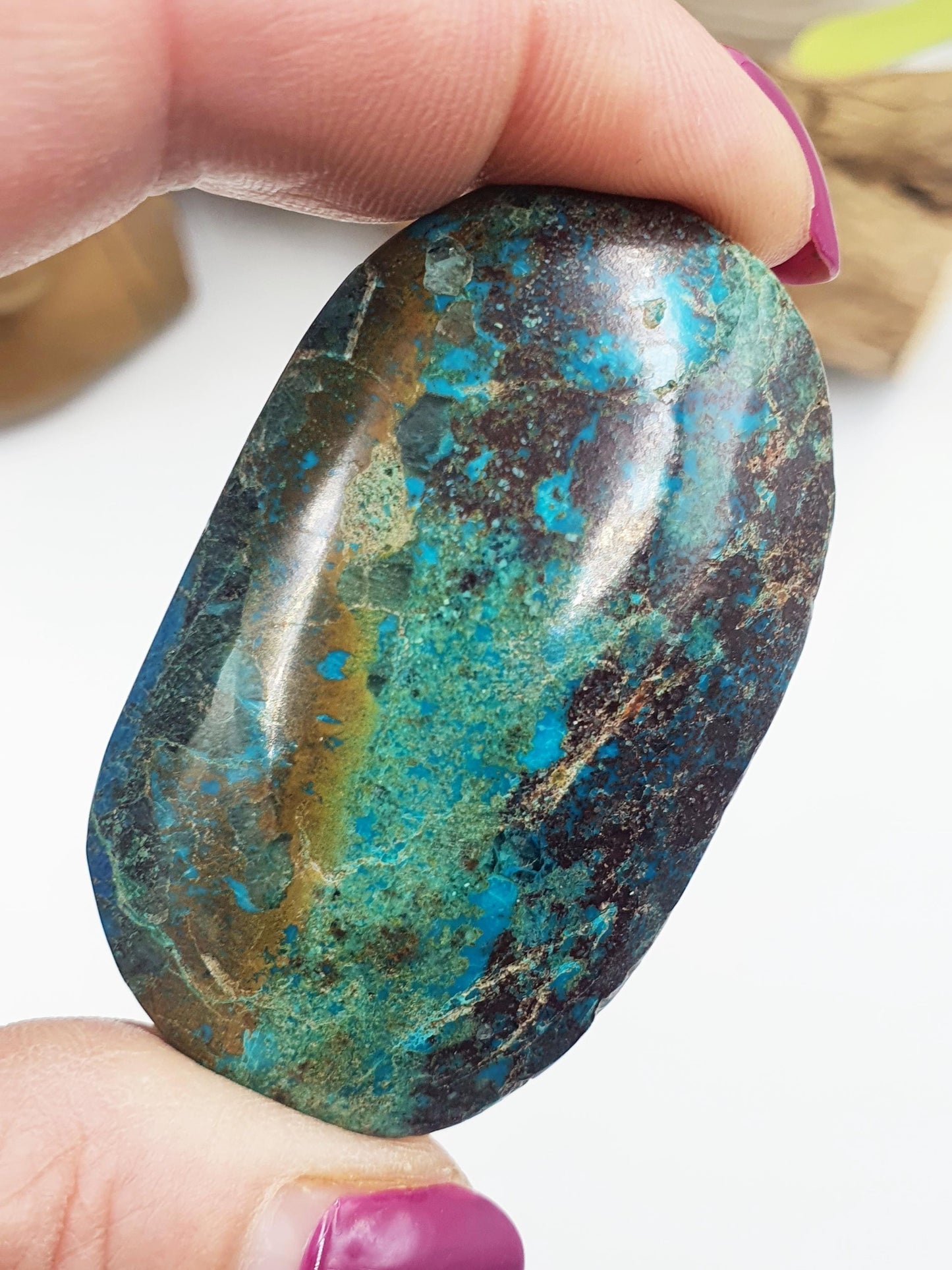 Phoenix Turquoise Palm Stone: Reiki and Meditation Crystal, 45g