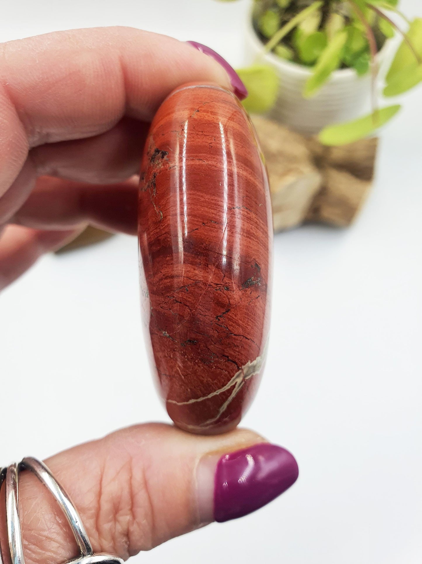 Red Jasper Palm Stone - Grounding & Strength Root Chakra Crystal - 115g