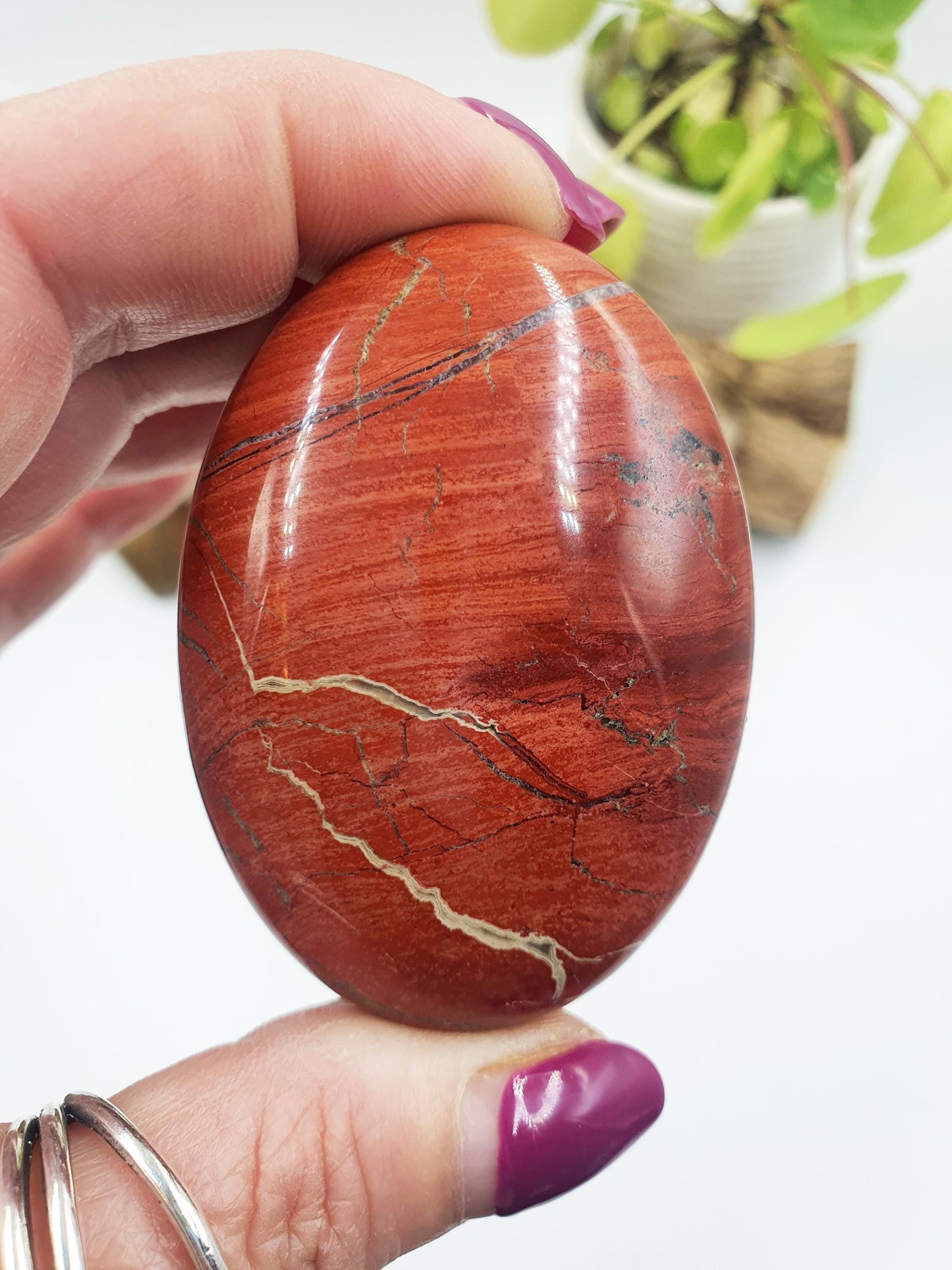 Red Jasper Palm Stone - Grounding & Strength Root Chakra Crystal - 115g