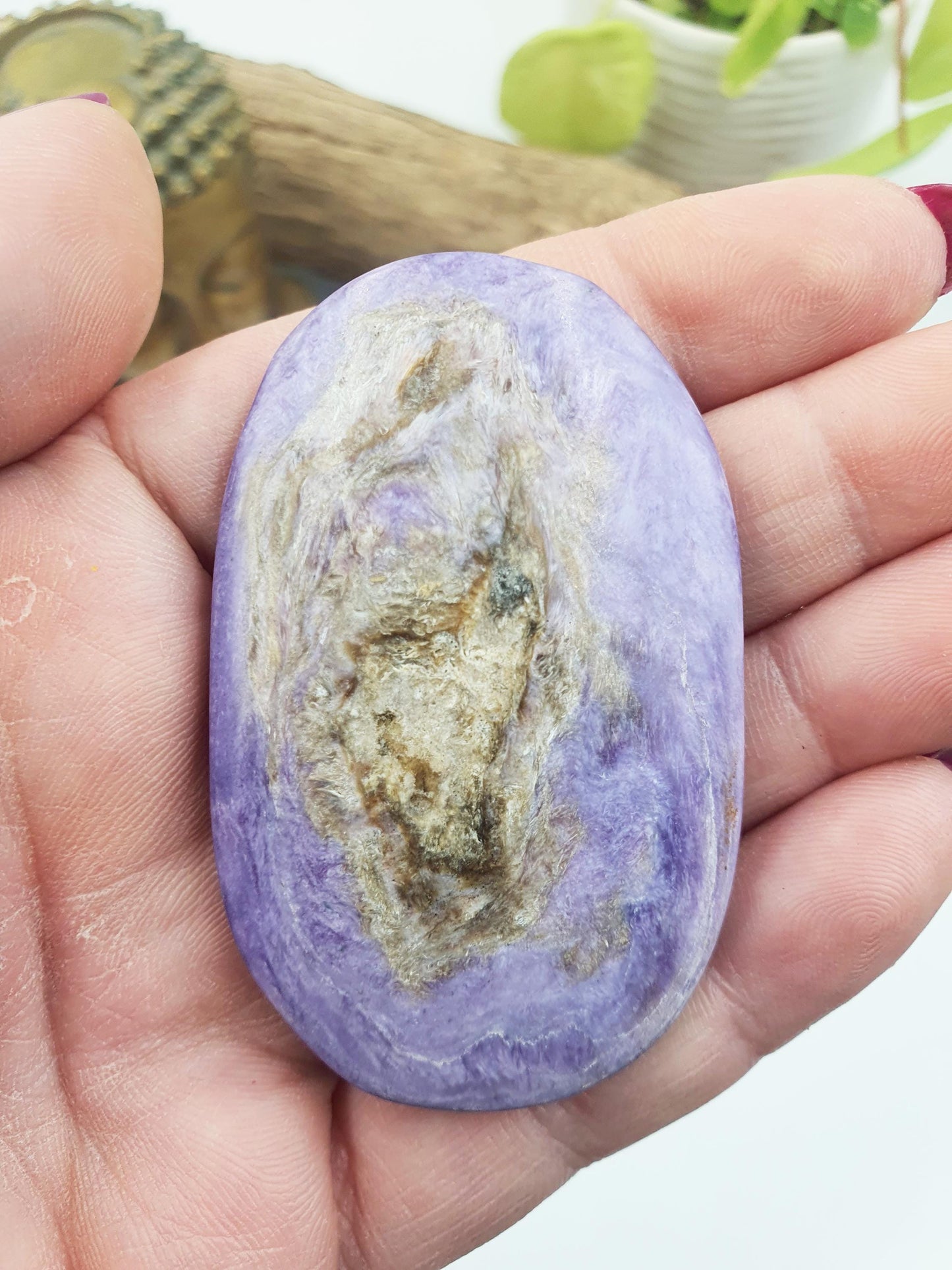 Charoite Palm Stone - Transformation & Intuition Healing Crystal, 50g
