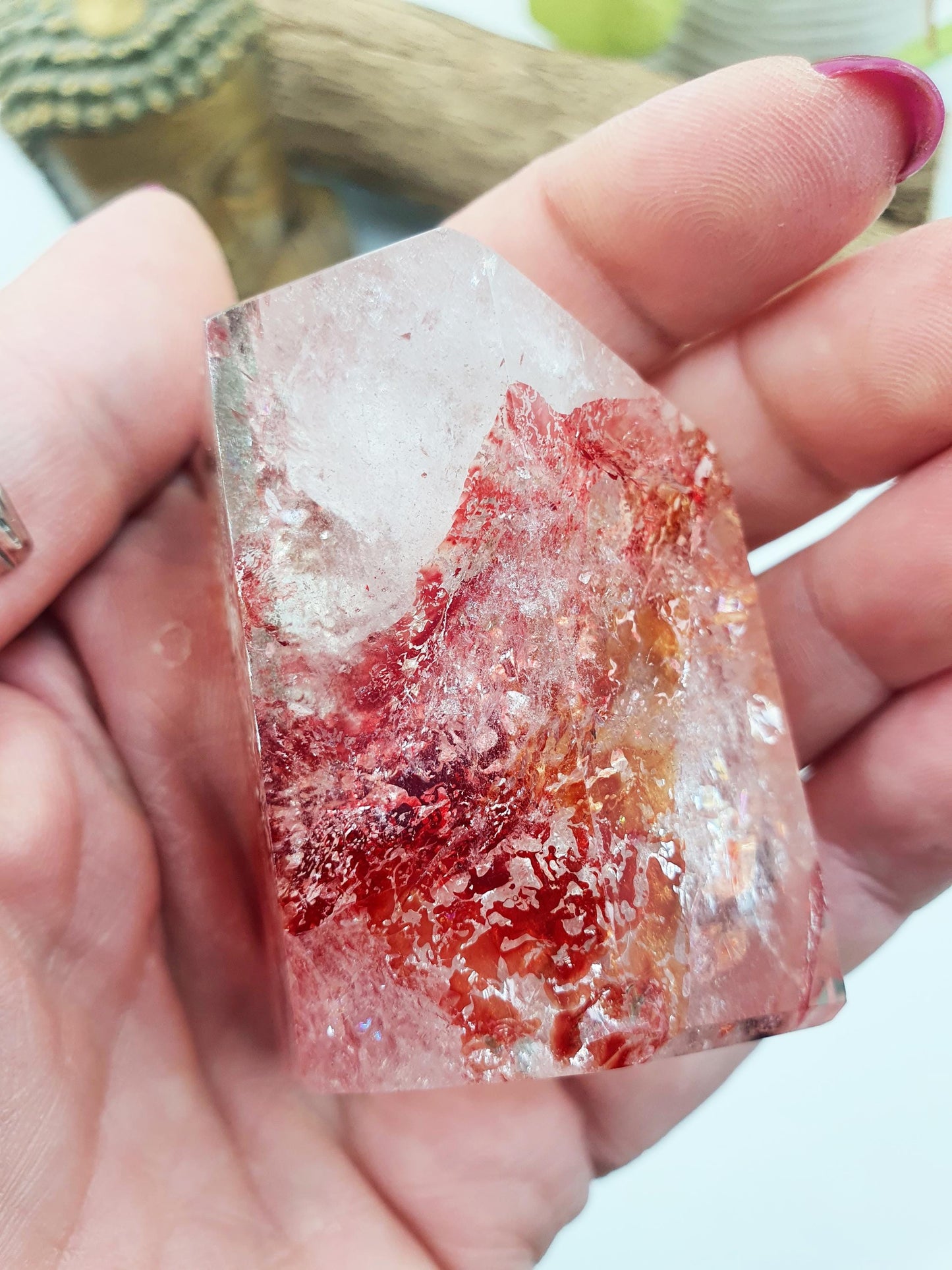 Madagascan Fire Quartz (Hematoid) Freeform with rainbows, 140g