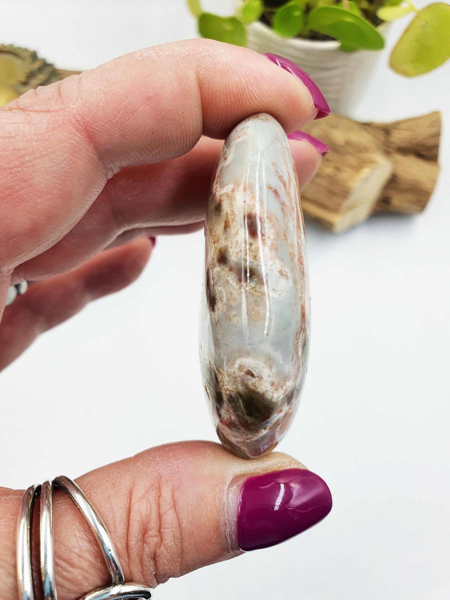 Unique Ocean Jasper Palm - Joy & Renewal Healing Crystal - 55g