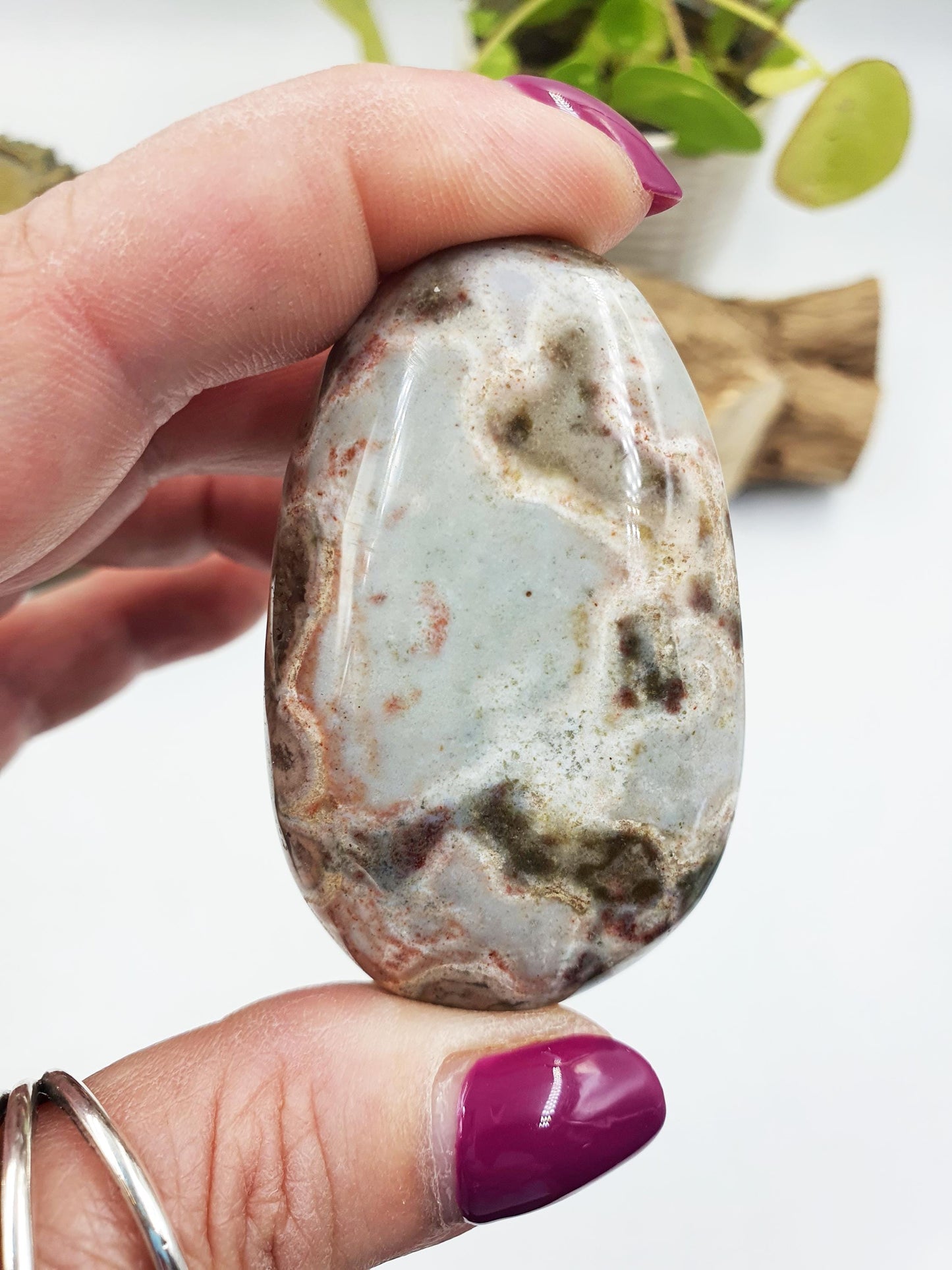Unique Ocean Jasper Palm - Joy & Renewal Healing Crystal - 55g