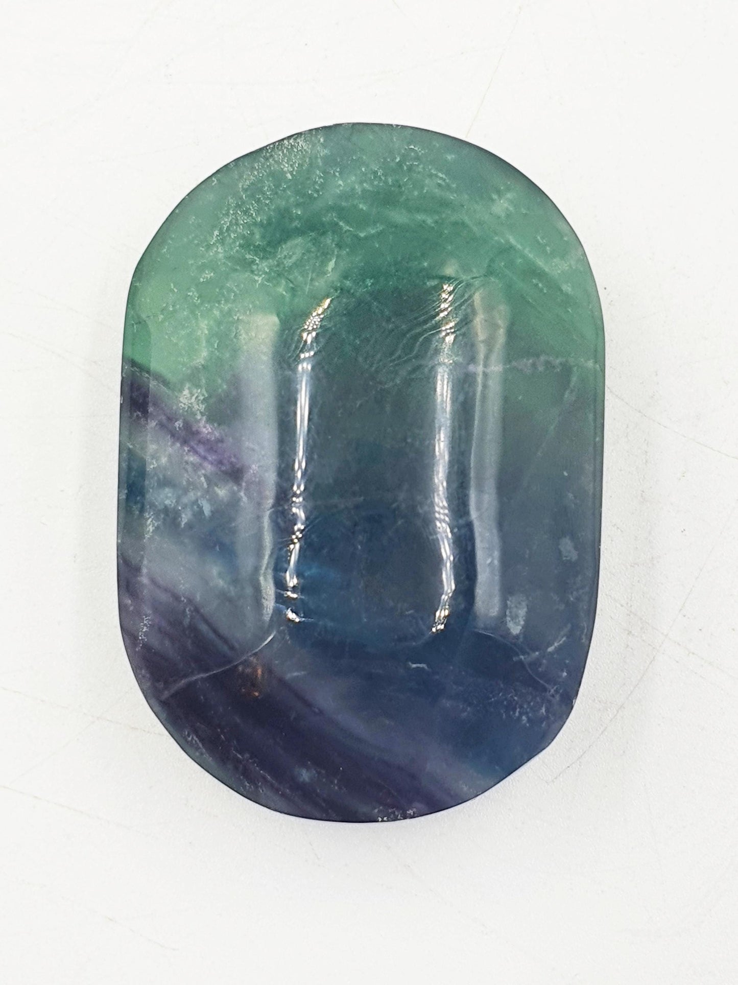 Rainbow Fluorite Palm Stone - Focus and Clarity Healing Crystal - 115g