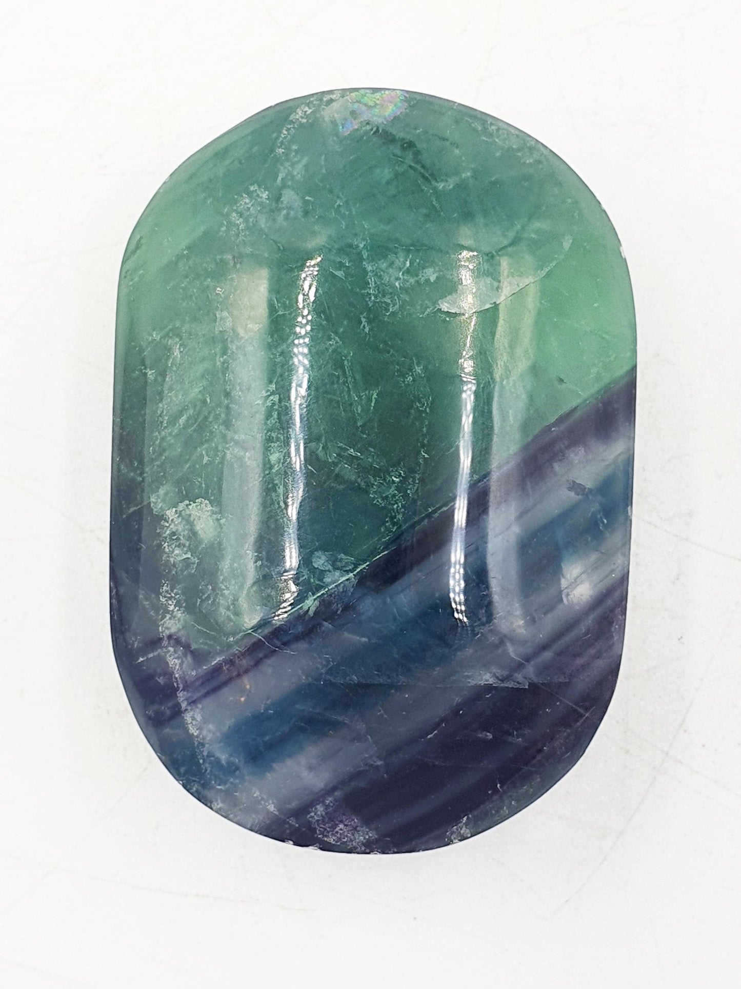 Rainbow Fluorite Palm Stone - Focus and Clarity Healing Crystal - 115g