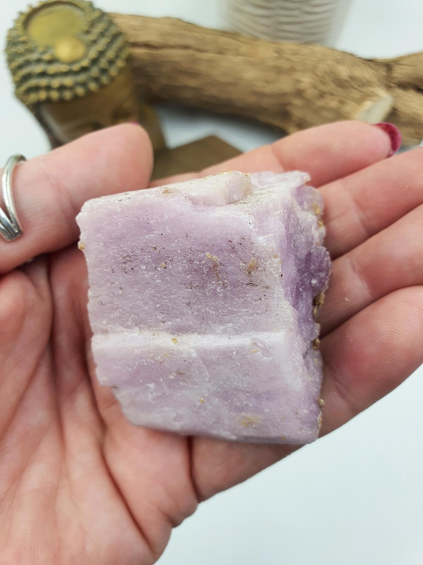 Raw Kunzite Specimen - Natural Heart Chakra & Emotional Healing Crystal - 120g