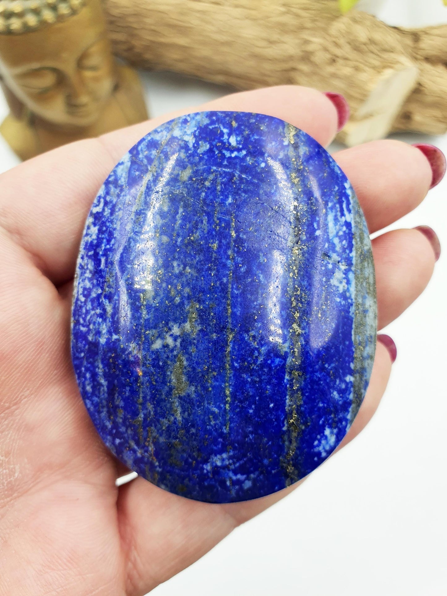 Lapis Lazuli Palm Stone - Wisdom & Truth Third Eye Chakra Crystal - 120g