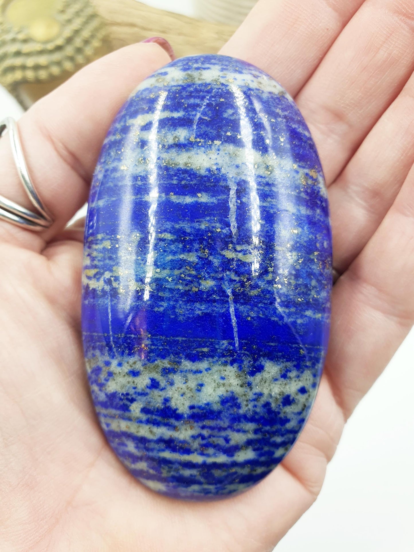 Lapis Lazuli Palm Stone - Wisdom & Truth Third Eye Chakra Crystal - 170g