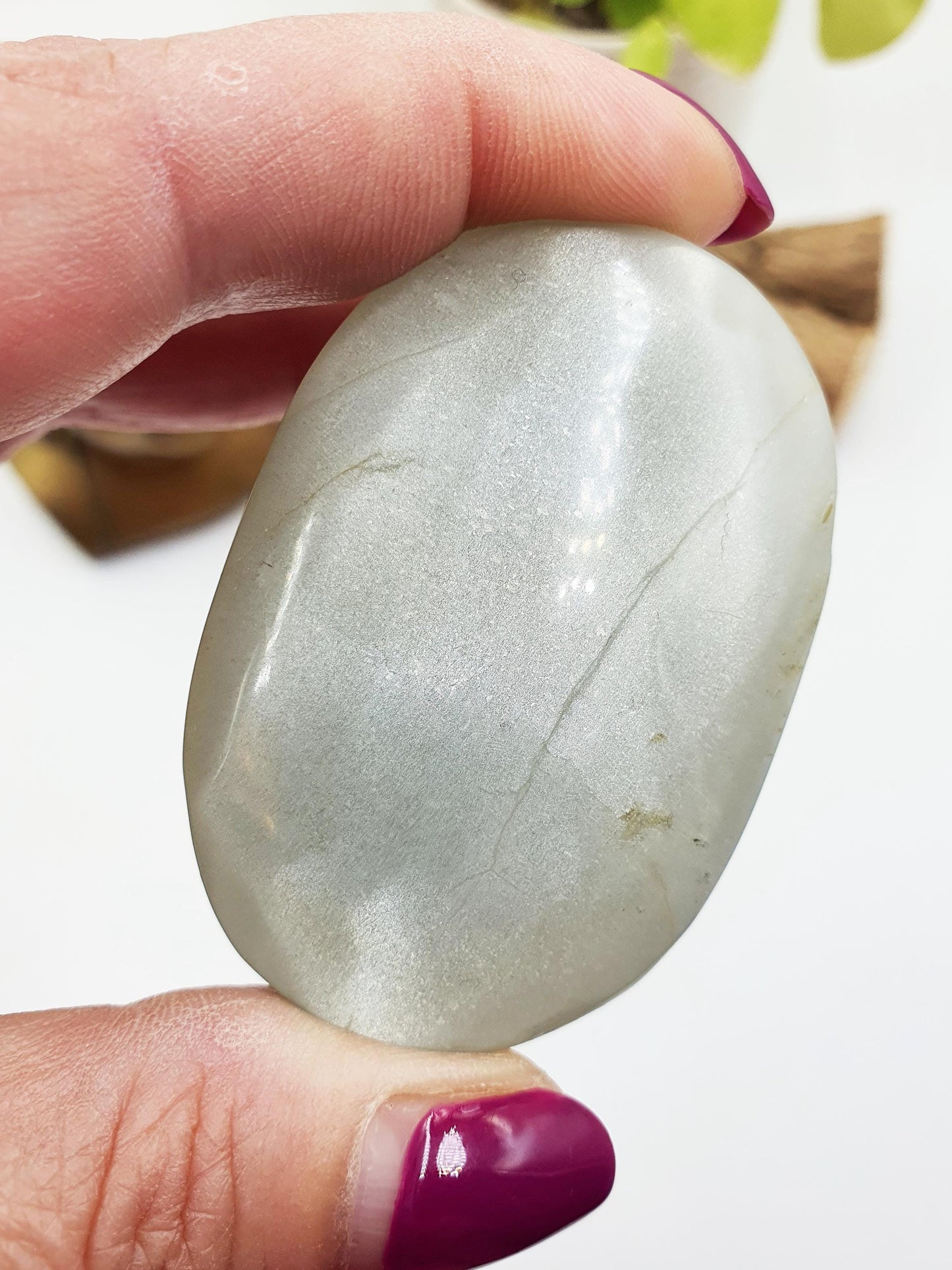 Green Moonstone Palm - Heart Chakra & Emotional Balance Healing Crystal - 60g
