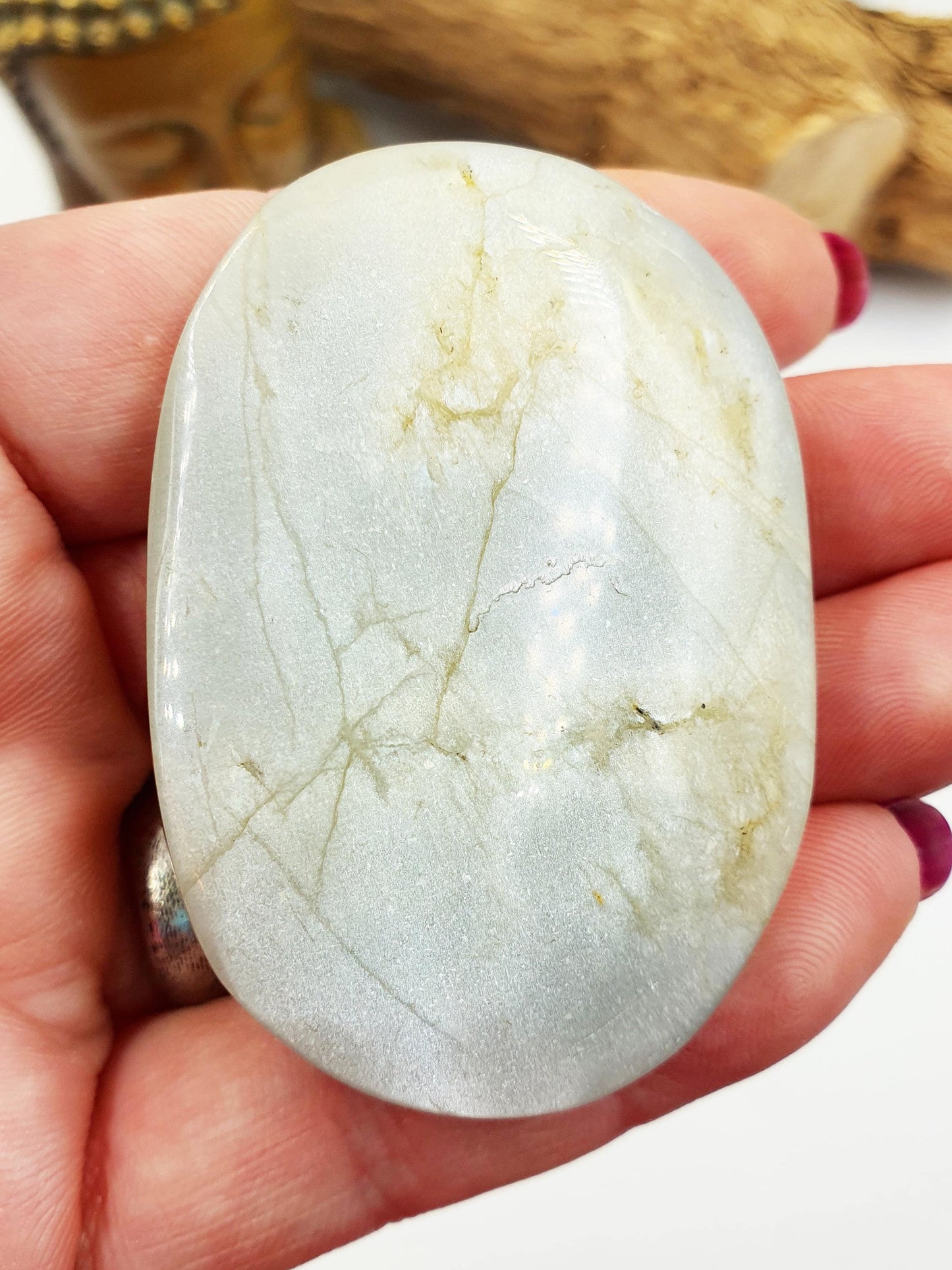 Green Moonstone Palm - Heart Chakra & Emotional Balance Healing Crystal - 60g