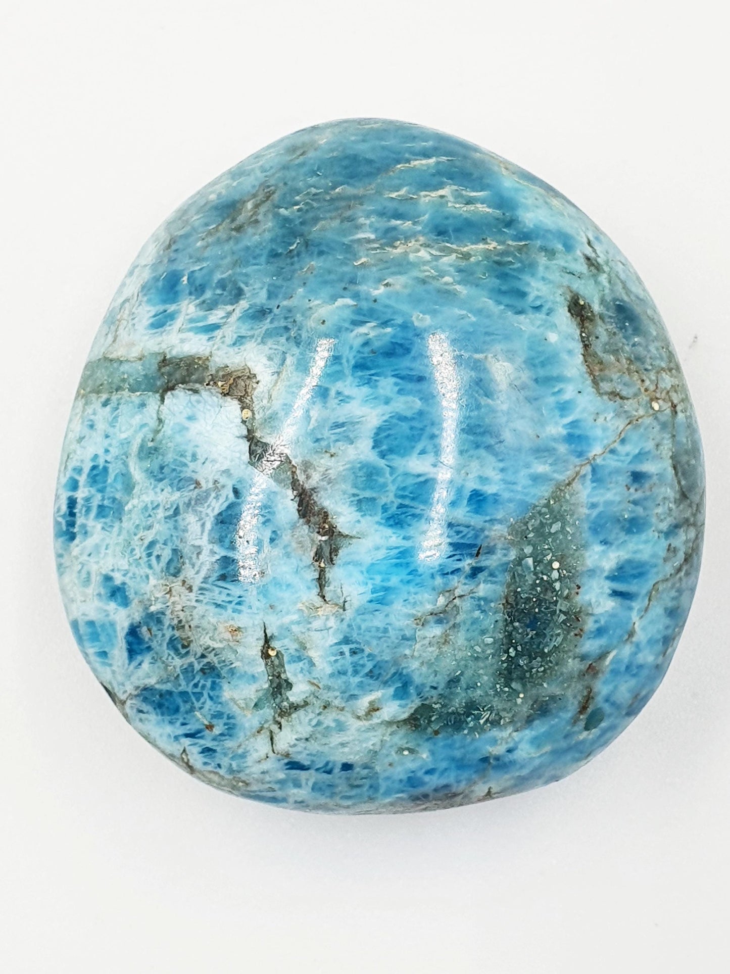Blue Apatite Palm Stone - Motivation & Focus Healing Crystal - 90g