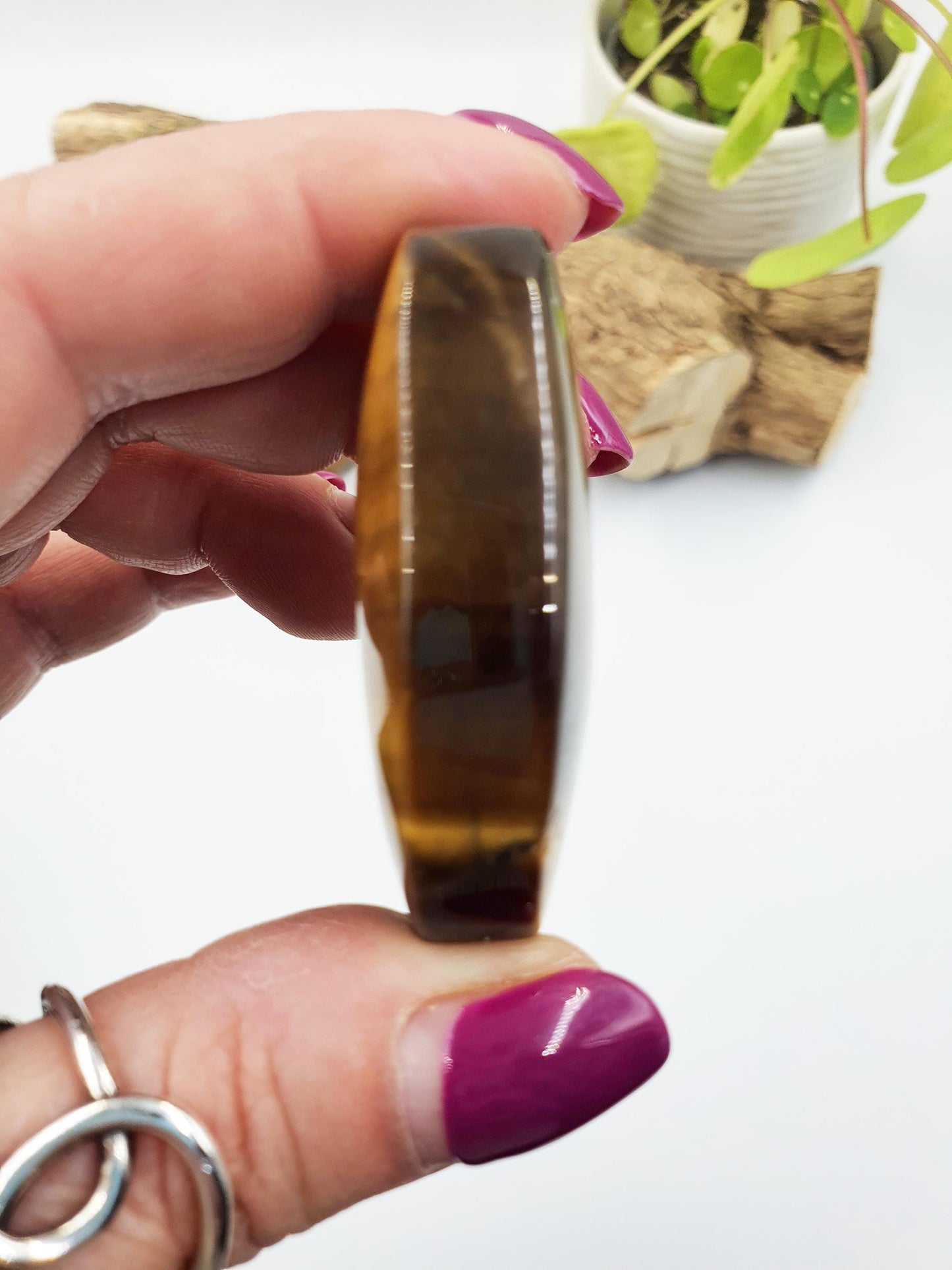 High Grade Flashy Yellow Tigers Eye Palm Stone - Protection & Courage Crystal - 55g