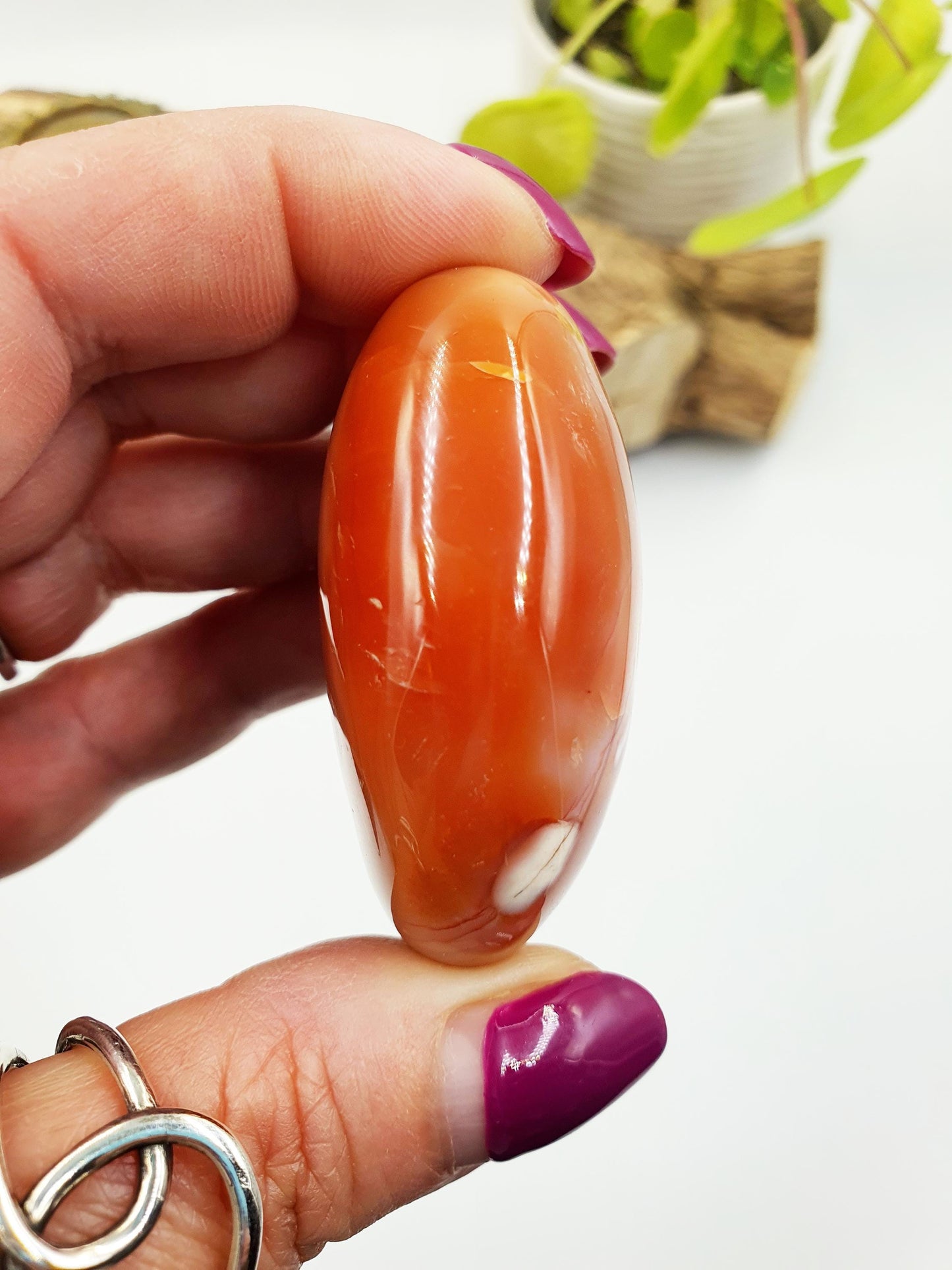 Carnelian Palm Stone - Vitality & Creative Healing Crystal - 80g