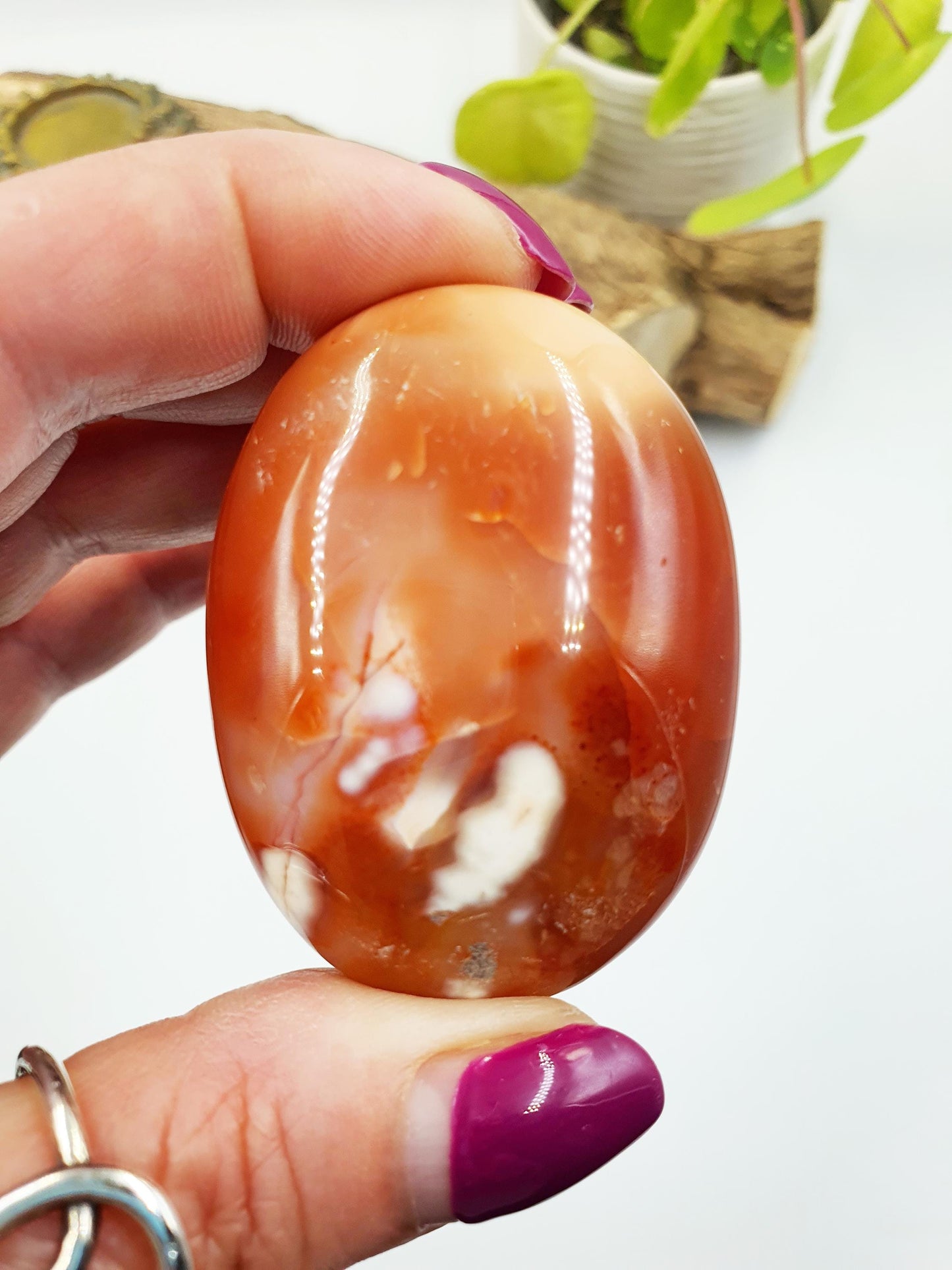 Carnelian Palm Stone - Vitality & Creative Healing Crystal - 80g