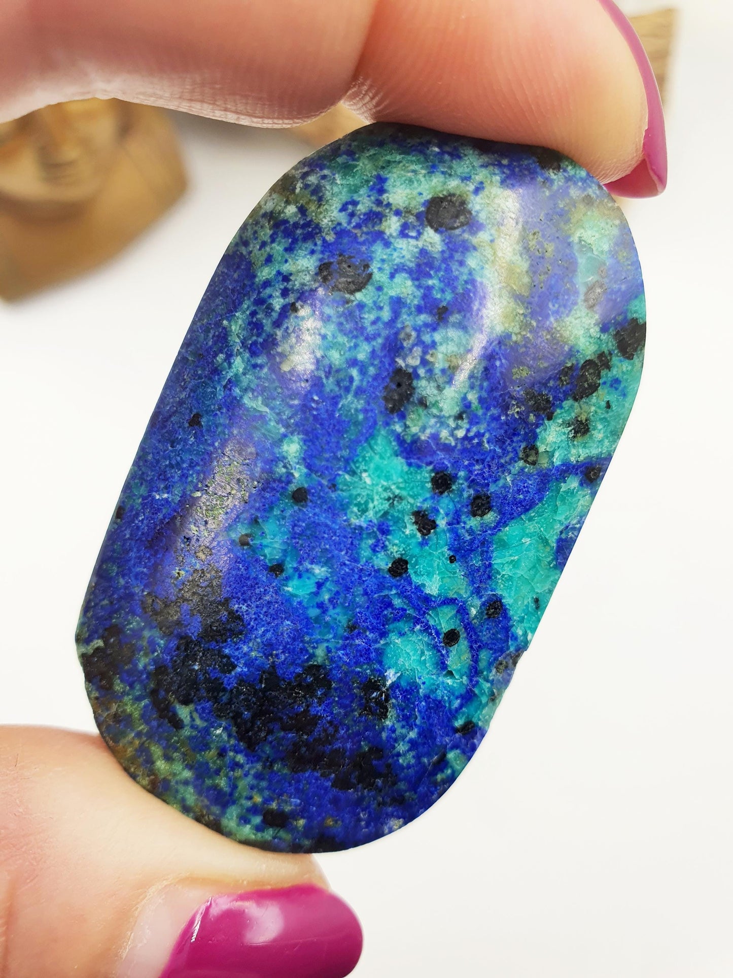 Rare Azurite Palm Stone - Intuition & Spiritual Insight Third Eye Chakra Crystal - 40g