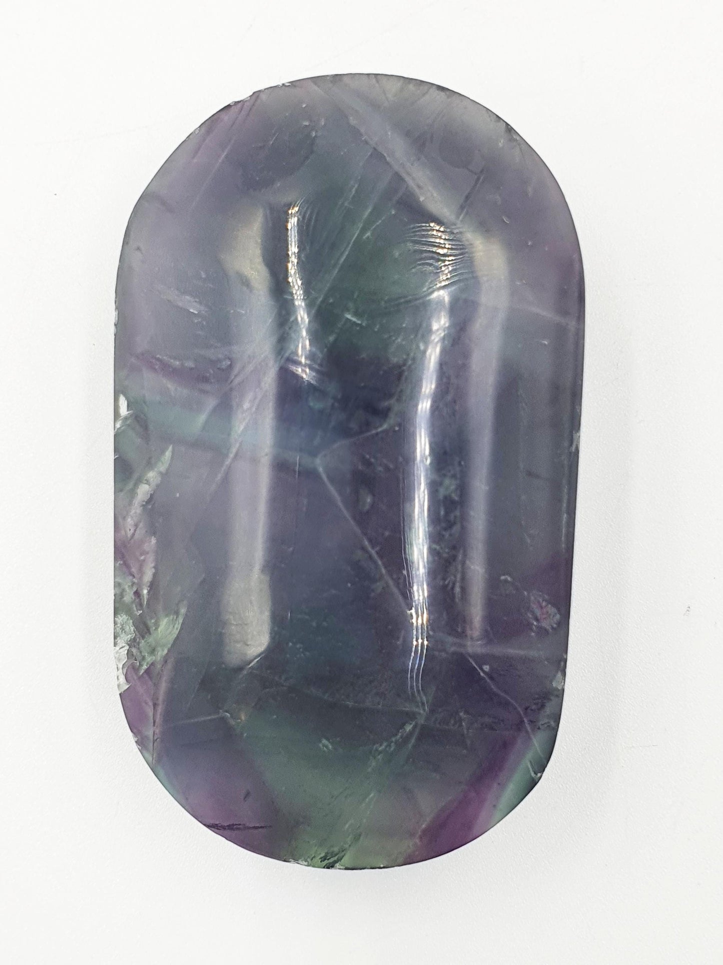 Fluorite Palm Stone with rainbows - Focus and Clarity Healing Crystal - 155g