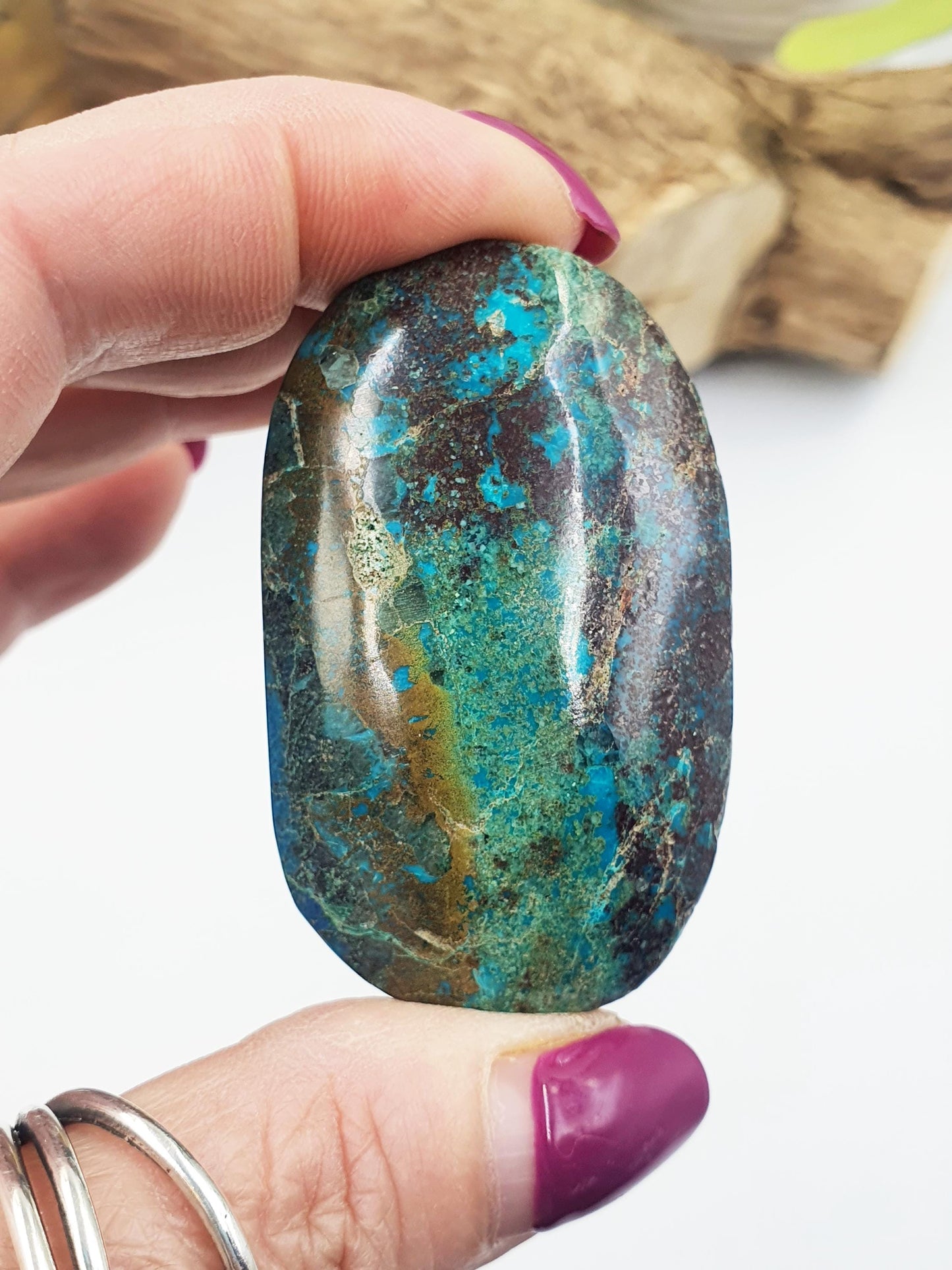 Phoenix Turquoise Palm Stone: Reiki and Meditation Crystal, 45g
