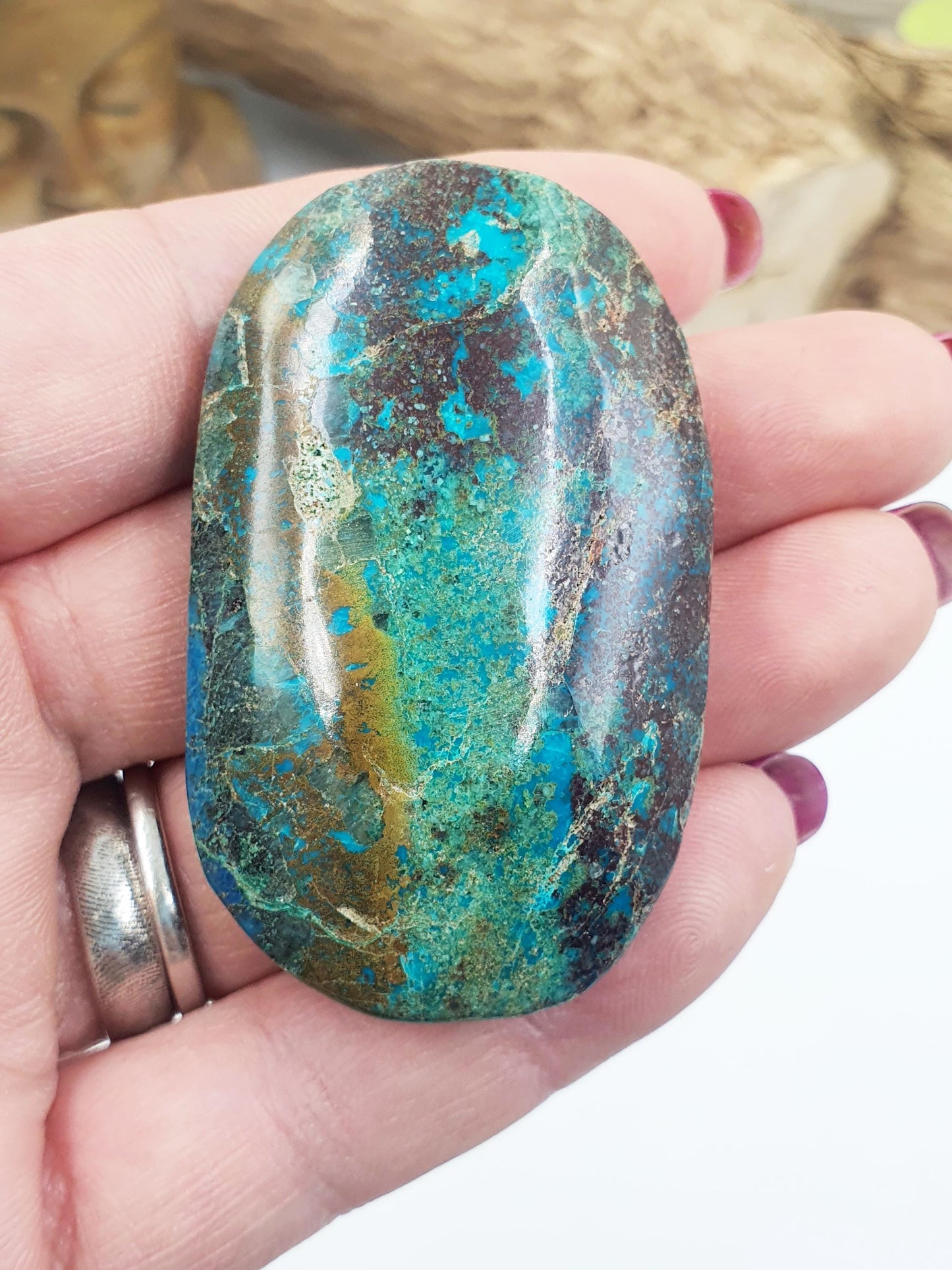 Phoenix Turquoise Palm Stone: Reiki and Meditation Crystal, 45g