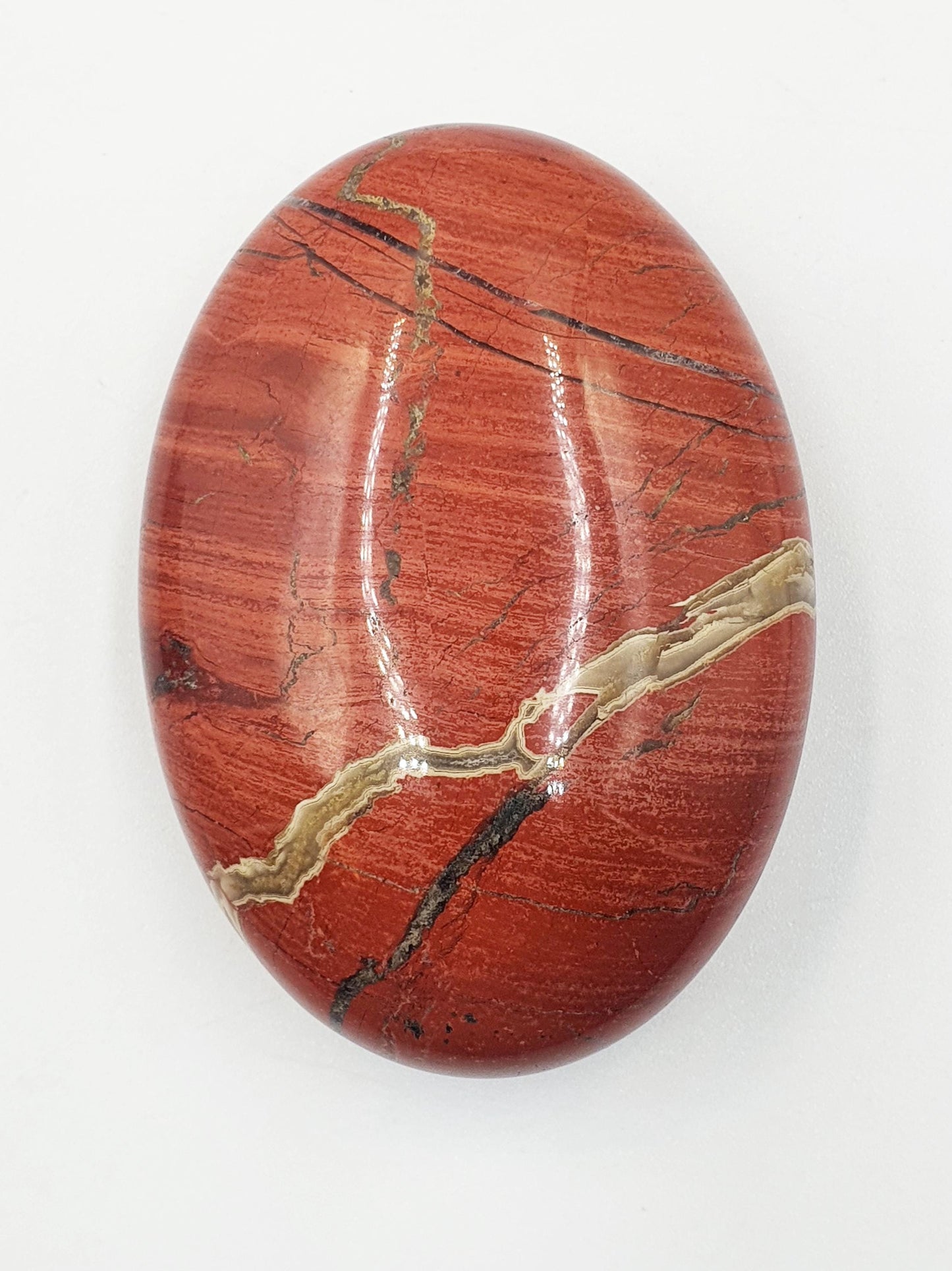 Red Jasper Palm Stone - Grounding & Strength Root Chakra Crystal - 115g