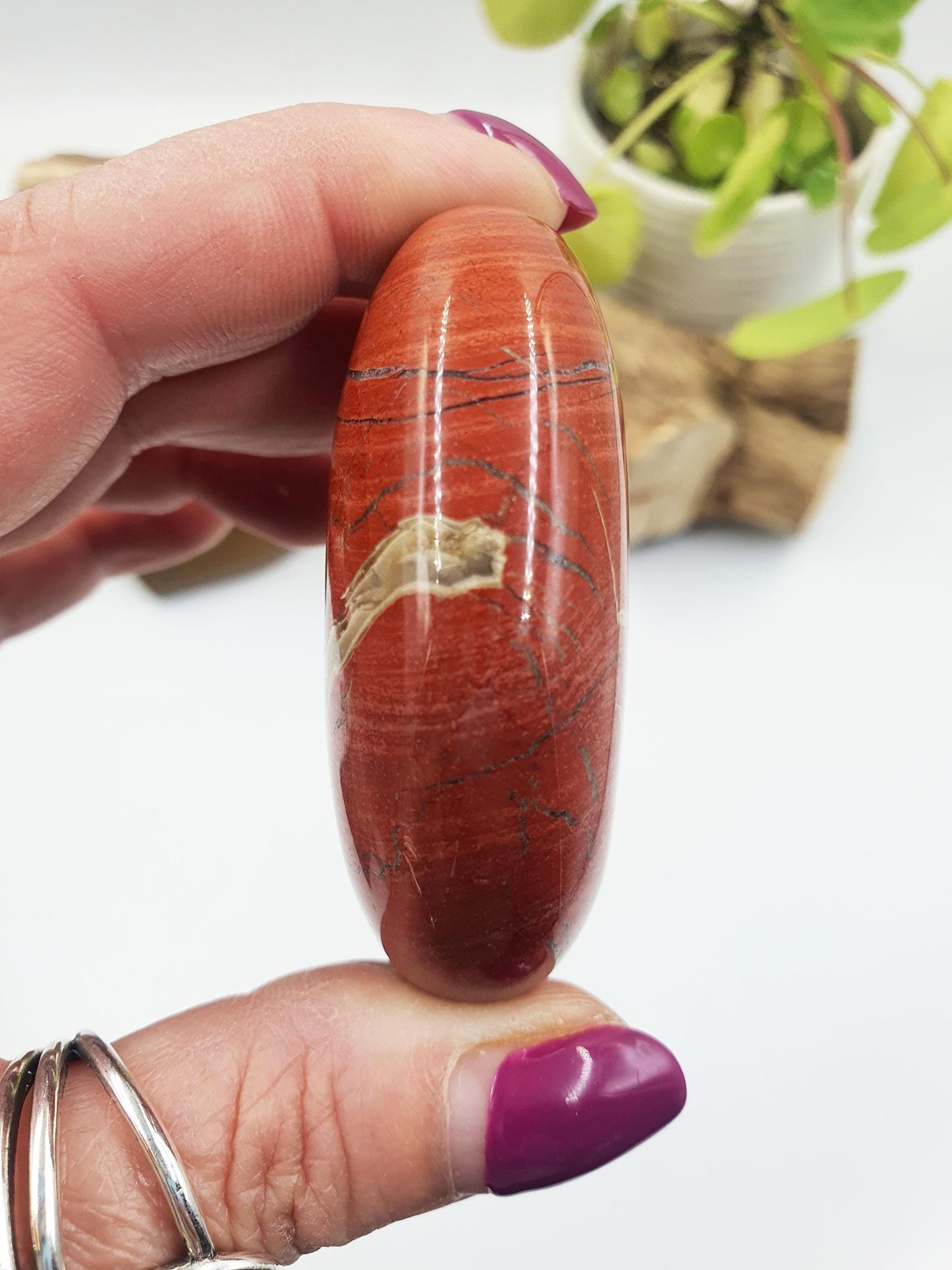 Red Jasper Palm Stone - Grounding & Strength Root Chakra Crystal - 115g