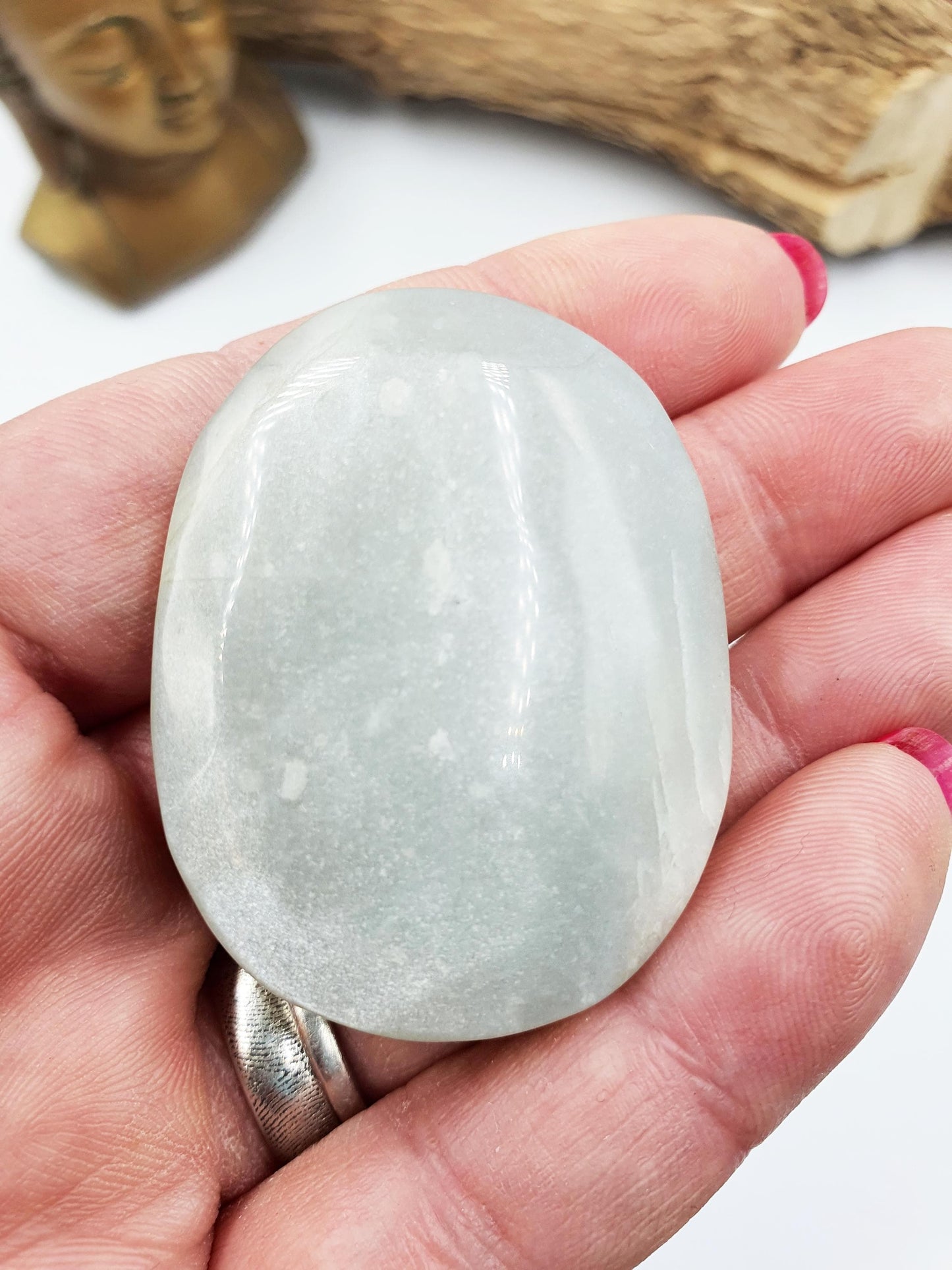 Green Moonstone Palm - Heart Chakra & Emotional Balance Healing Crystal - 40g