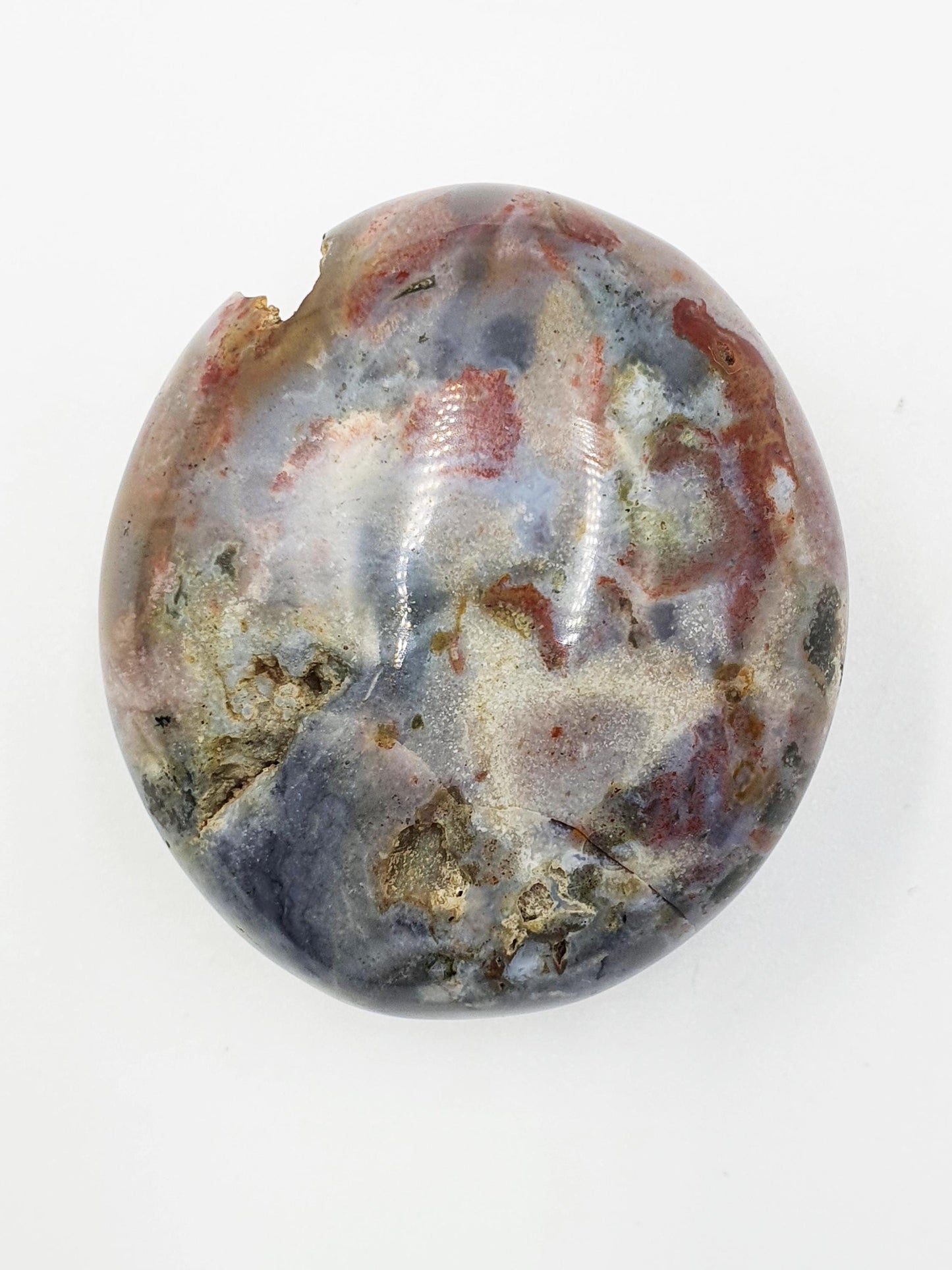 Ocean Jasper Palm with natural pockets- Joy & Renewal Healing Crystal - 85g