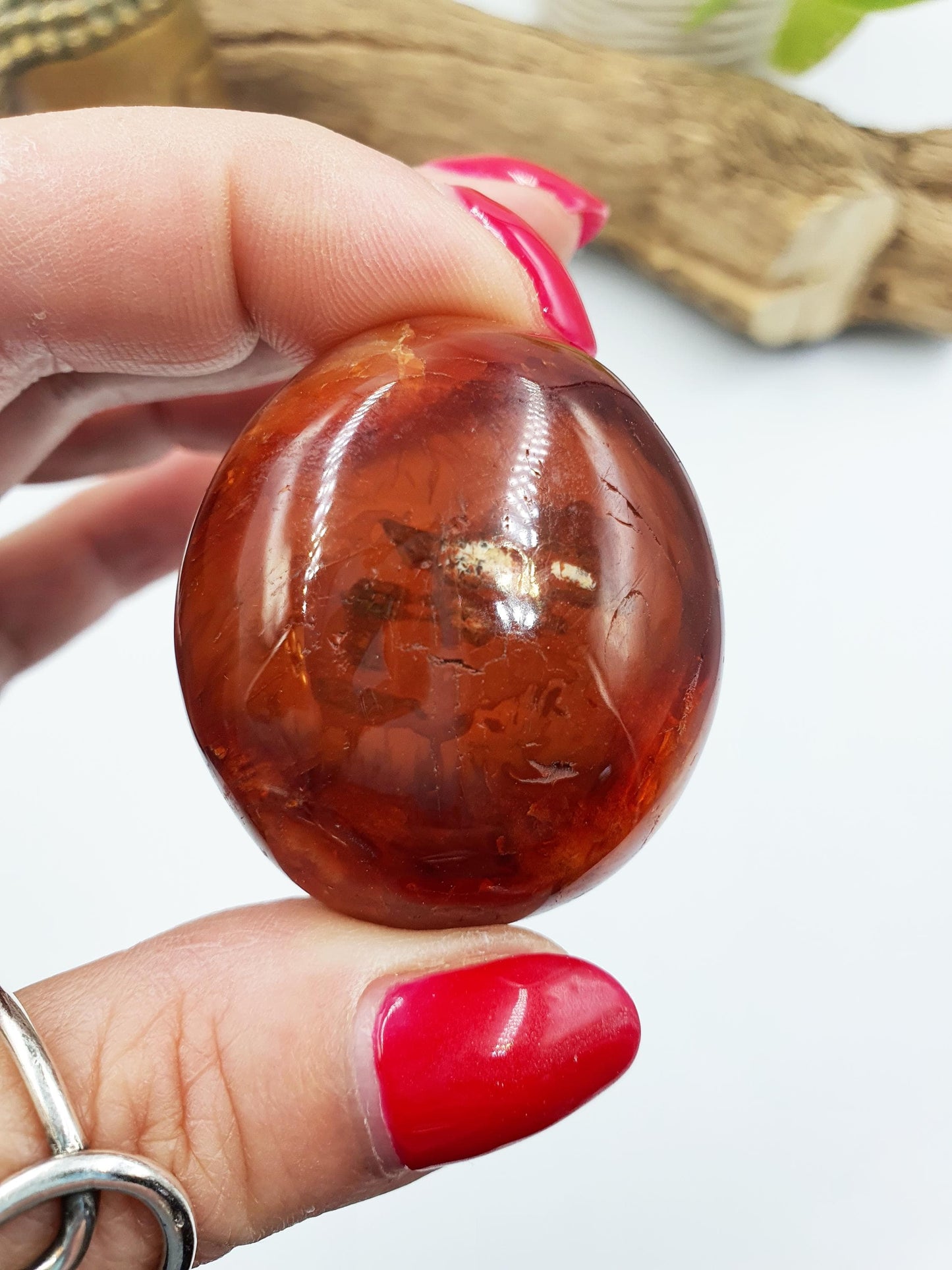 Carnelian Palm Stone - Vitality & Creative Healing Crystal - 55g