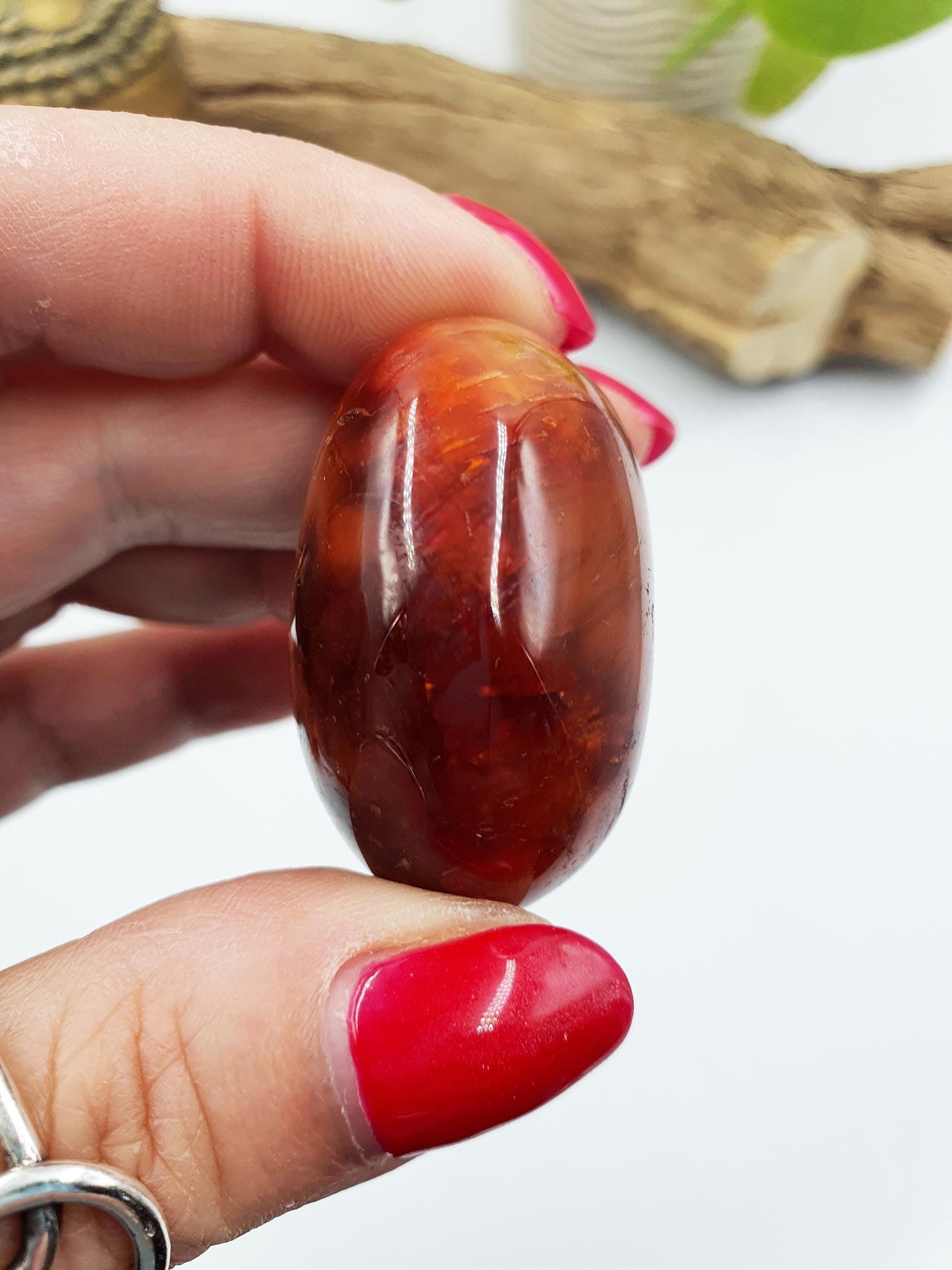 Carnelian Palm Stone - Vitality & Creative Healing Crystal - 55g