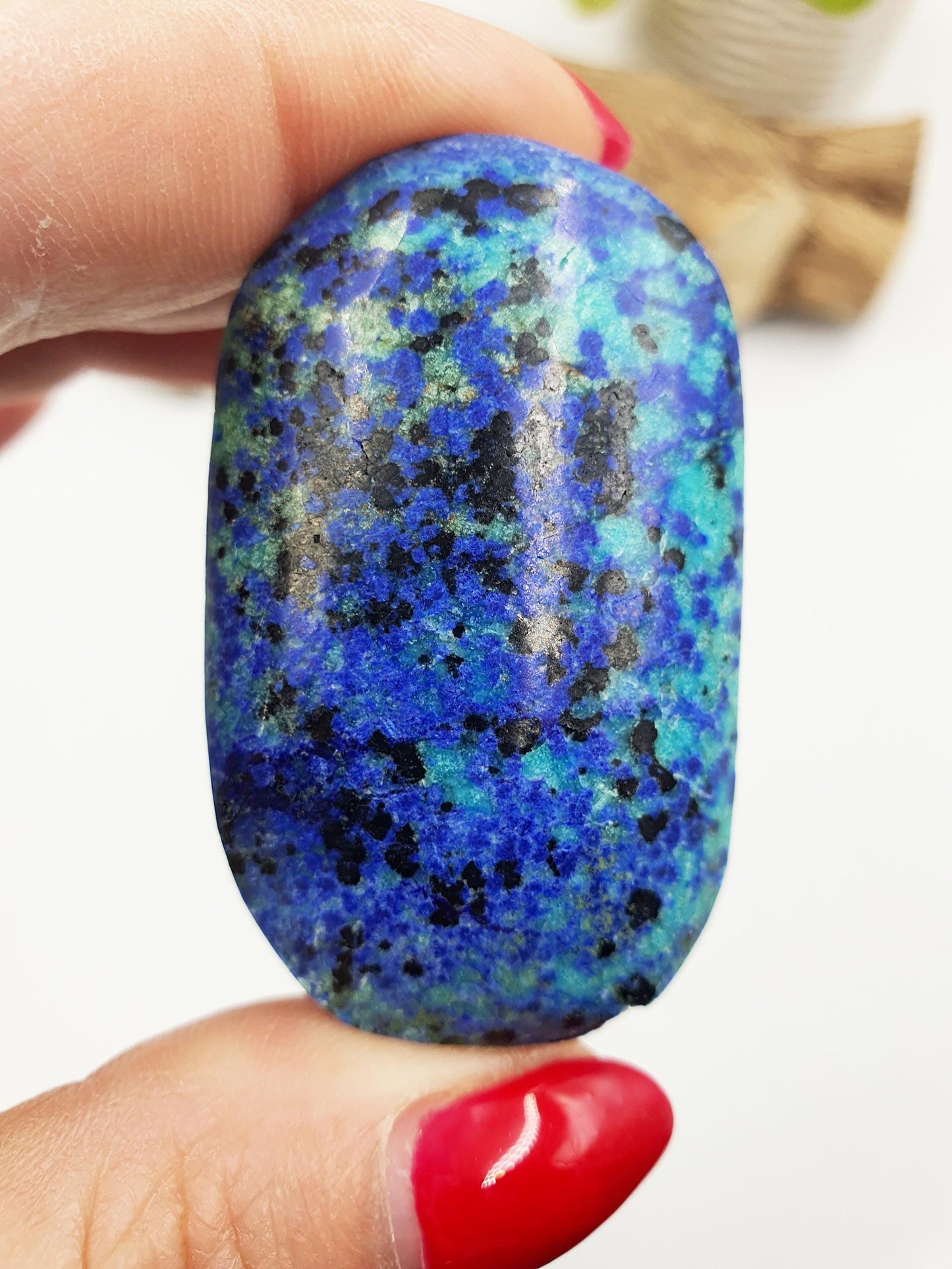 Rare Azurite Palm Stone - Intuition & Spiritual Insight Third Eye Chakra Crystal - 40g