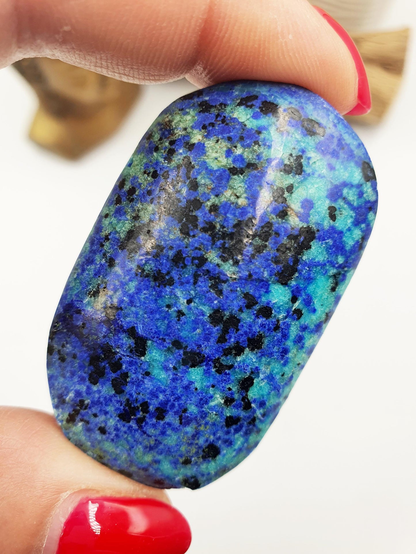 Rare Azurite Palm Stone - Intuition & Spiritual Insight Third Eye Chakra Crystal - 40g