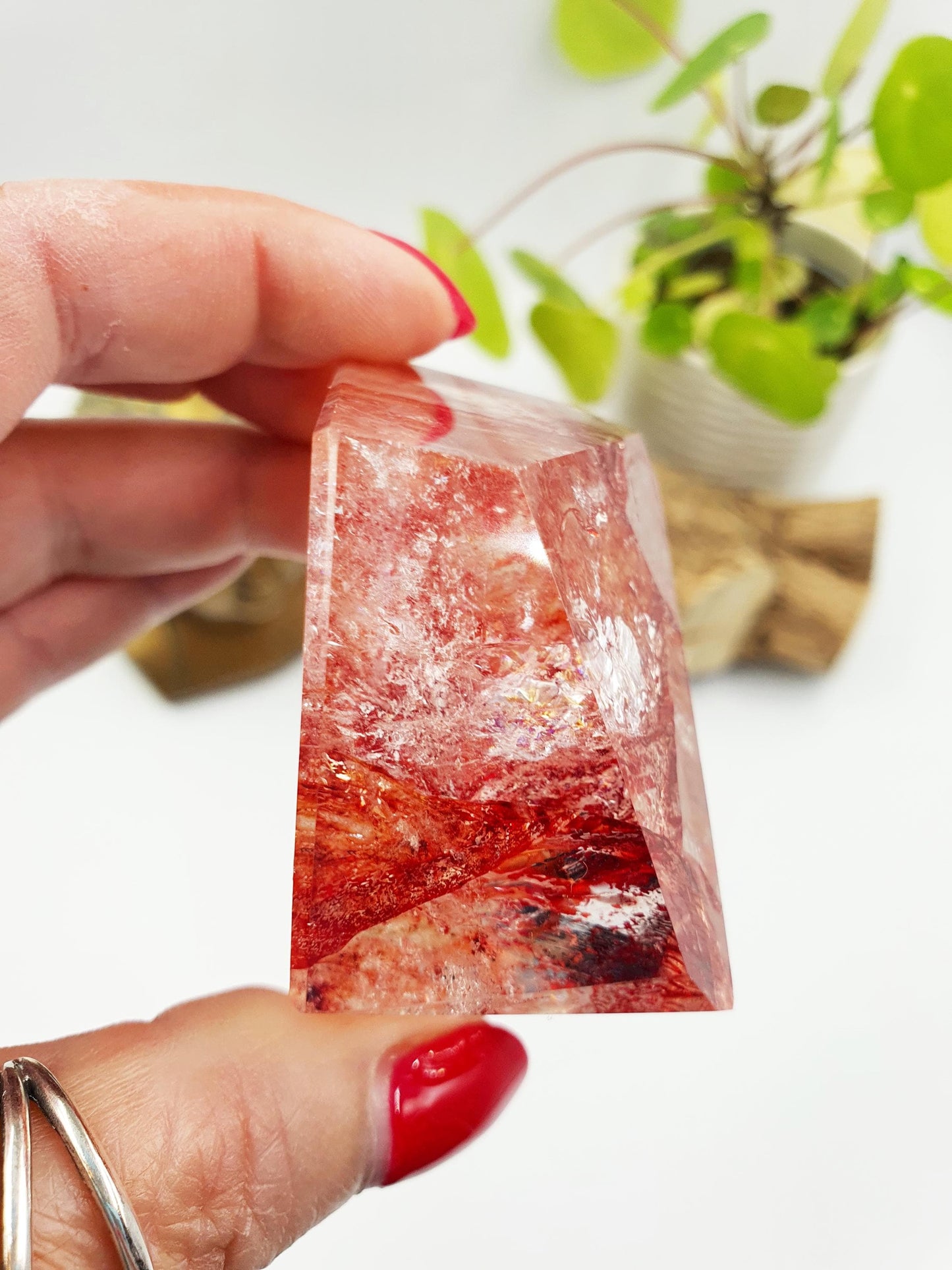 Madagascan Fire Quartz (Hematoid) Freeform with rainbows, 175g