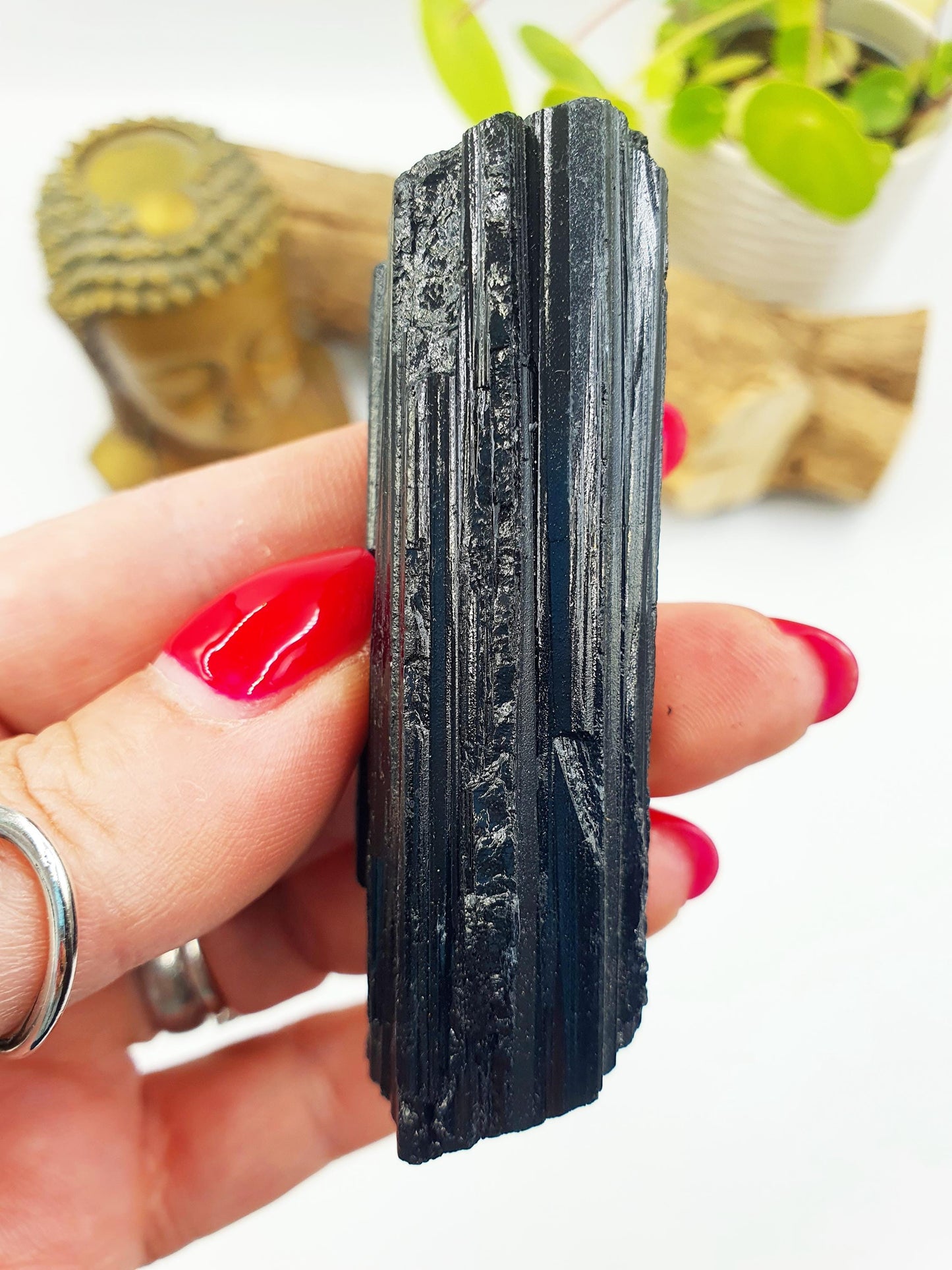 Flashy Raw Black Tourmaline Specimen - Natural Protection and Grounding Crystal - 90g