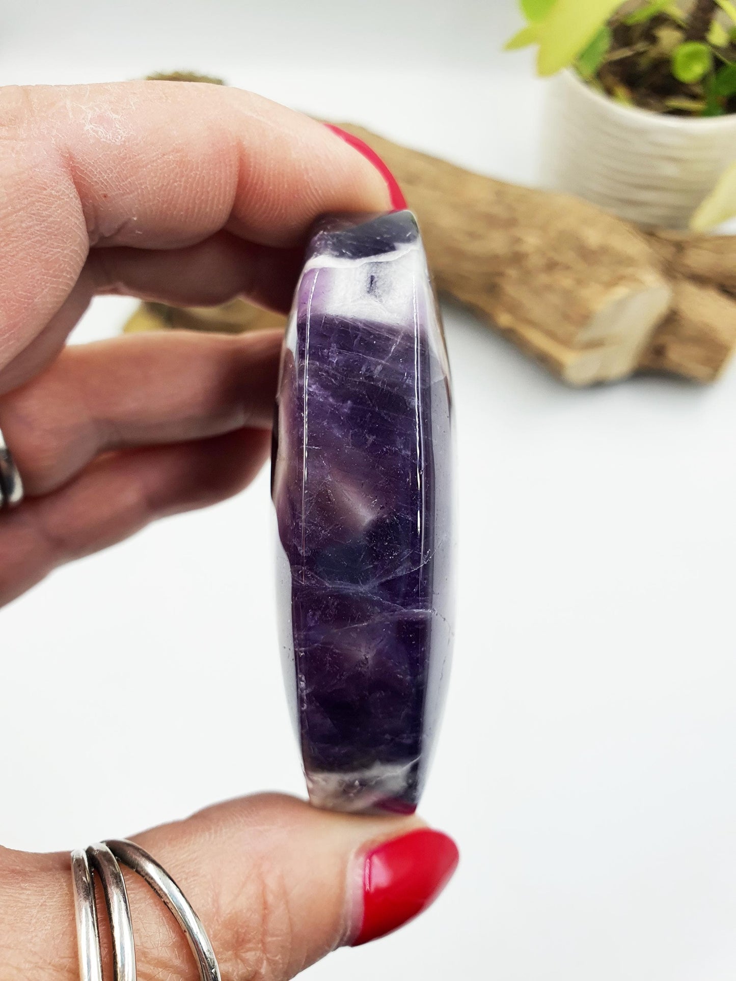 Large Dream Amethyst Palm Stone - Intuition & Spiritual Protection Crystal - 135g
