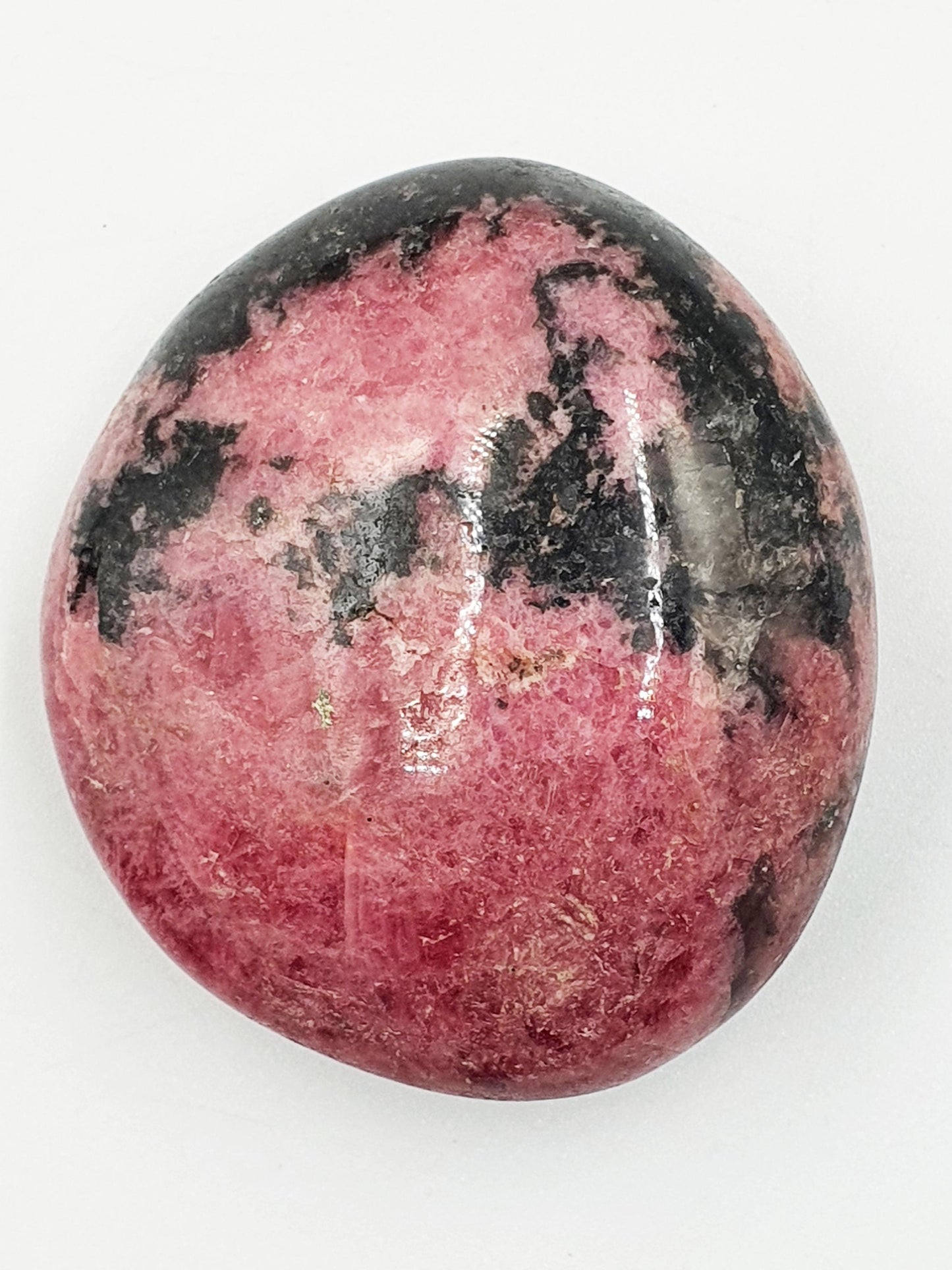 Flashy Rhodonite Palm Stone - Emotional Healing & Heart Chakra Crystal - 120g