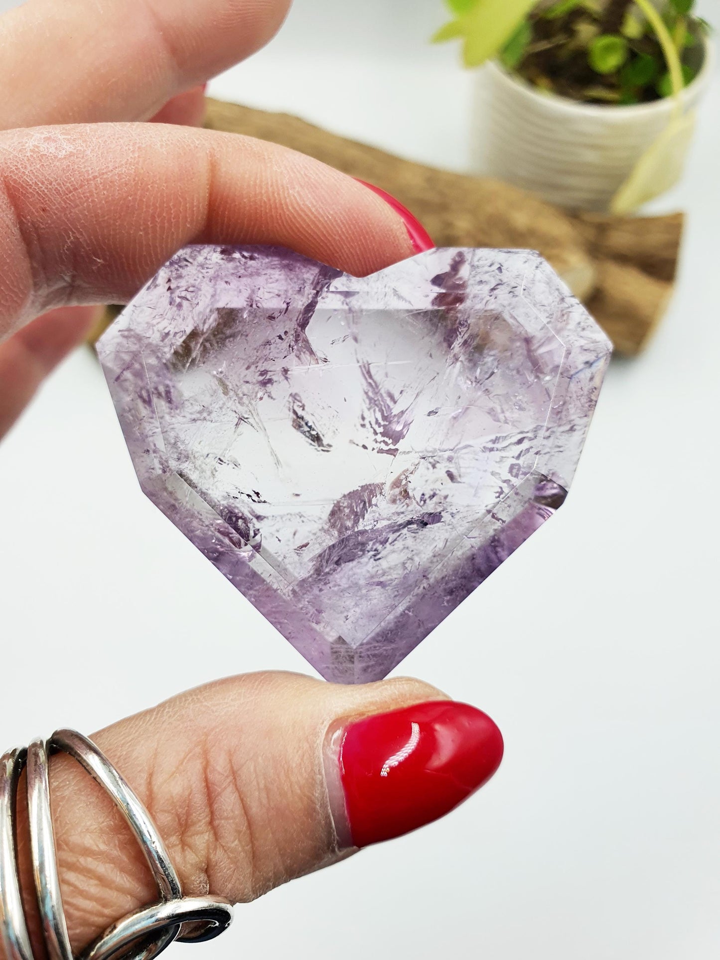 Faceted Amethyst Heart - Spiritual Protection & Intuition Healing Crystal Carving- 55g